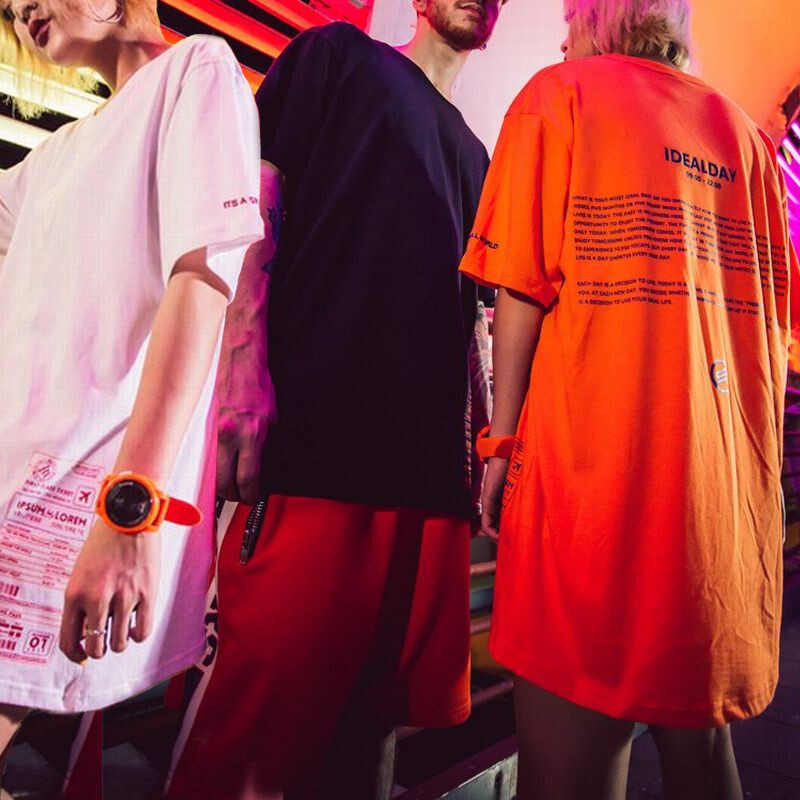 韓国ファッション Tシャツ ユニセックス Tシャツ 半袖 メンズ レディース ラウンドネック 英字 プリント オーバーサイズ 大きいサイズ ルーズ ストリート