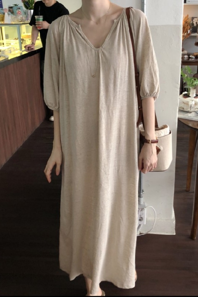 ワンピース レディース ミモレ丈 ロング Vネック 袖あり 黒 無地 カジュアル シンプル こなれ感 ラフ おしゃれ ワンピ きれいめワンピース 春 夏 秋 安い 10代 代 30代 40代 大人カジュアル ワンピース コーデ Tシャツワンピ ミモレ丈ワンピース ロング 綿100 ゆったり