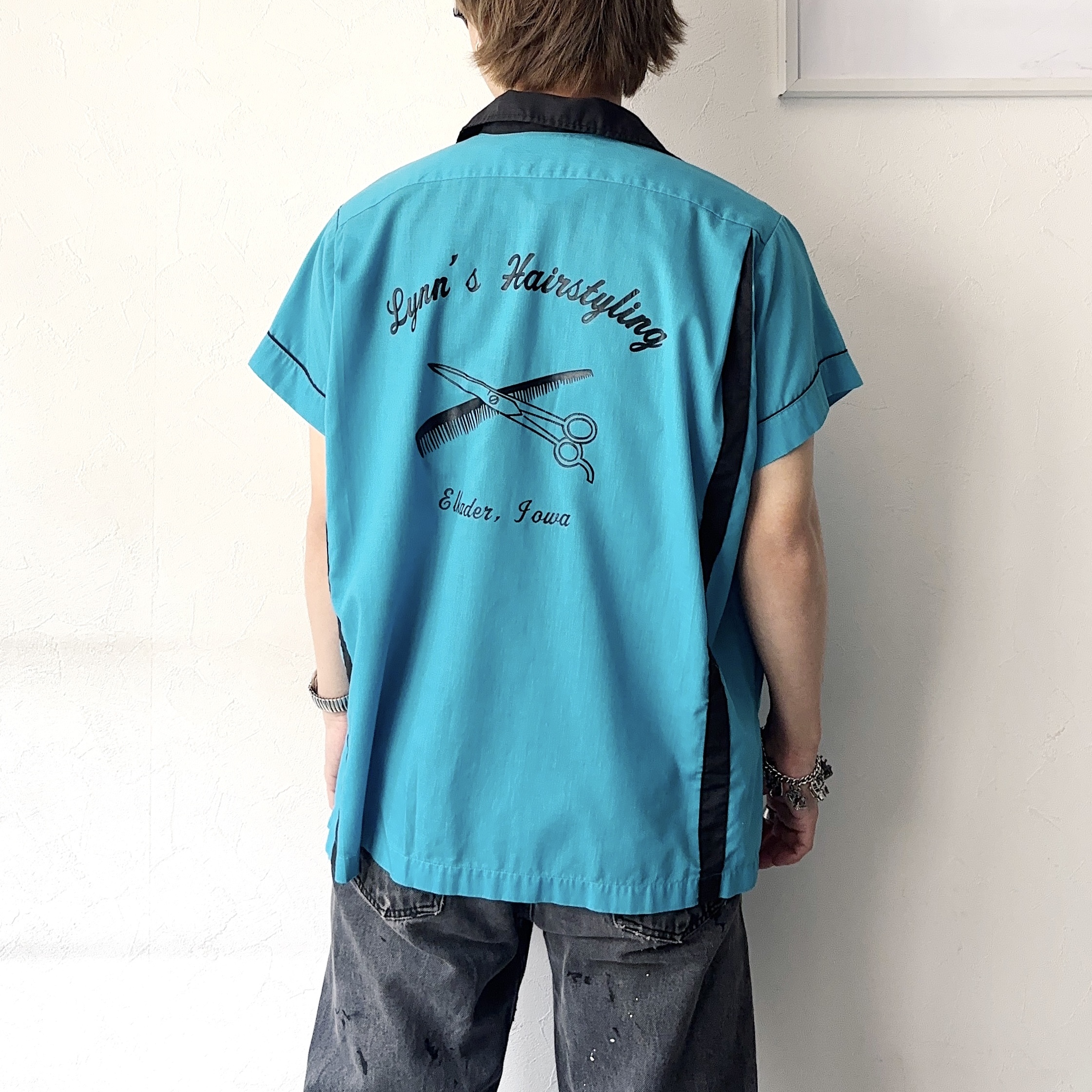 Vintage 70's【Hilton】"Lynn's Hairstyling" Bowling Shirt の画像 4