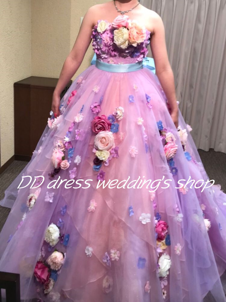 最新入荷 高品質 カラードレス カラードレス ベアトップ 花モチーフ プリンセスライン 二 ウェディングドレス Hautarzt Oebbecke De