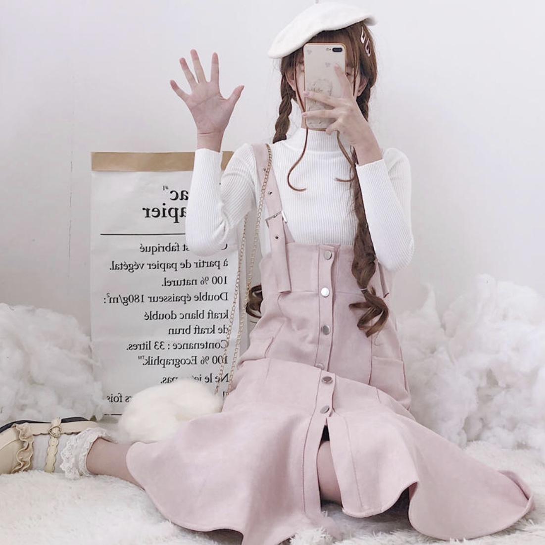 ペプラム サロペット ワンピース レディース 秋 冬 服 膝 丈 オルチャン ファッション 可愛い ガーリー 森ガール Op 0466 Happy Orurea ハッピーオルレア ペプラム サロペット ワンピース レディース 秋 冬 服 膝 丈 オルチャン ファッション 可愛い ガーリー 森ガール Op 0466 Happy Orurea ハッピーオルレア