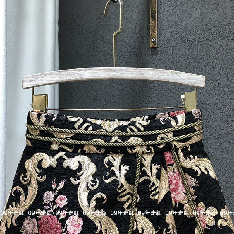 花柄ジャカードラップミニスカート ハイウエスト A ラインスカート ミニスカート ジャカードスカート 花柄 キュロット 刺繍 レディース 上品 綺麗. 可愛い a4577