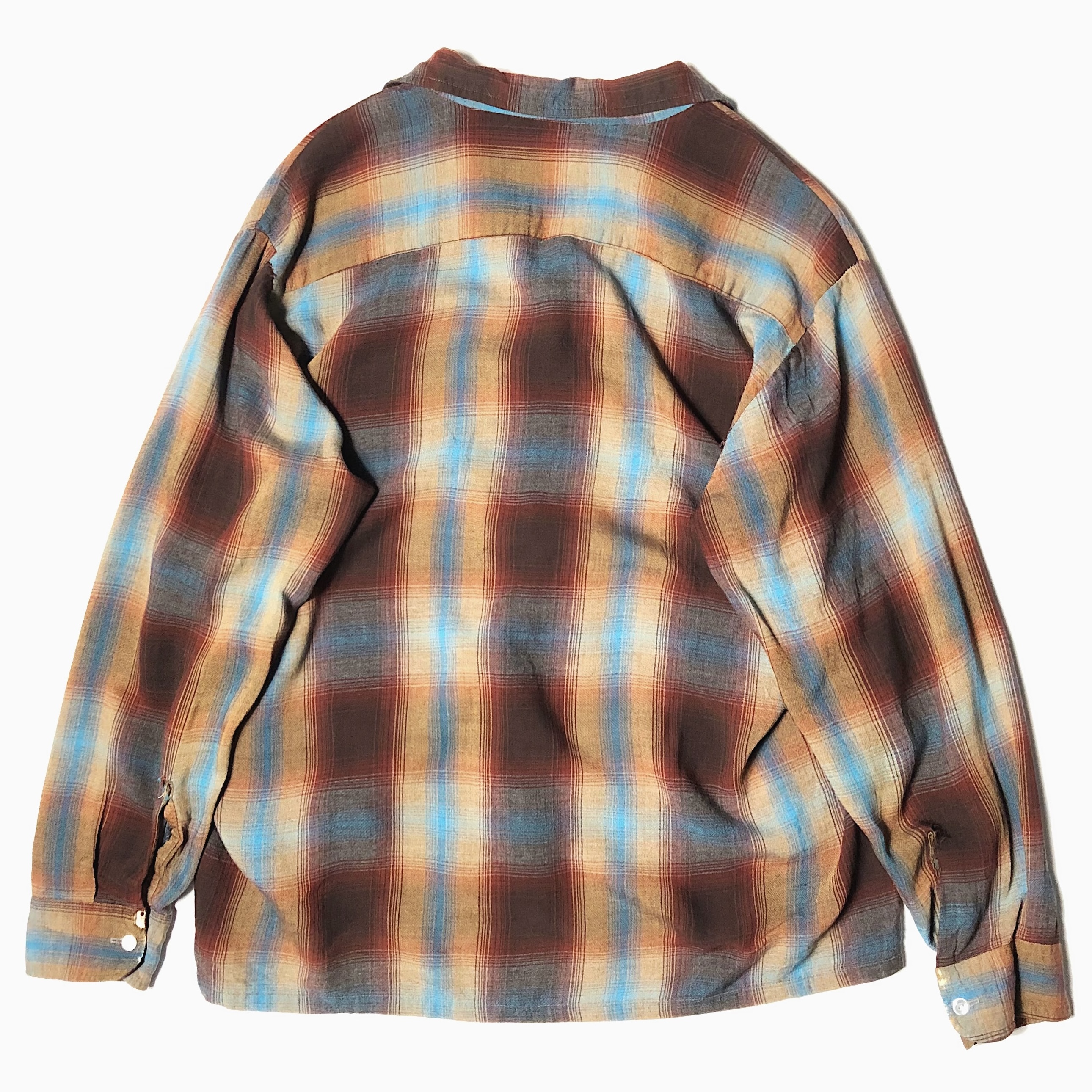 Vintage 60's【TOWNCRAFT】Rayon Ombre Check Shirt の画像 2