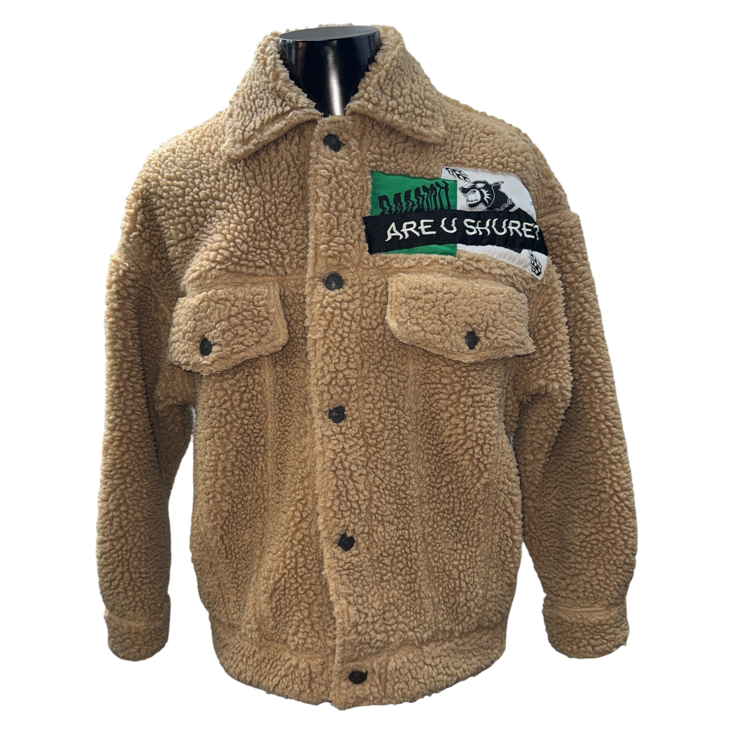 【DIESEL】ディーゼル パッチワーク ボア フリースジャケット チェック裏地