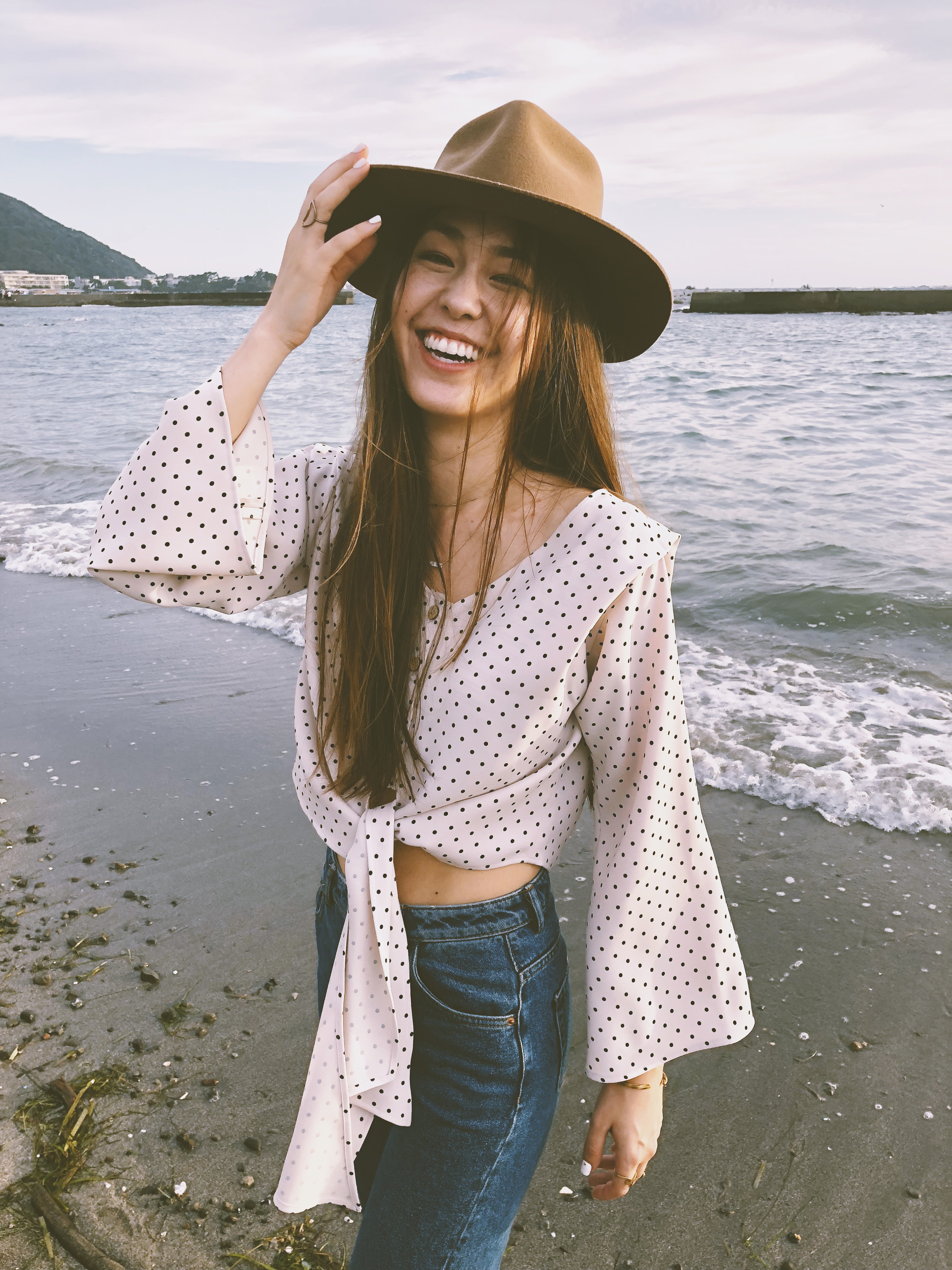 sunnyslope dr polka dot blouse pink ravissant cali ラヴィサントカリ