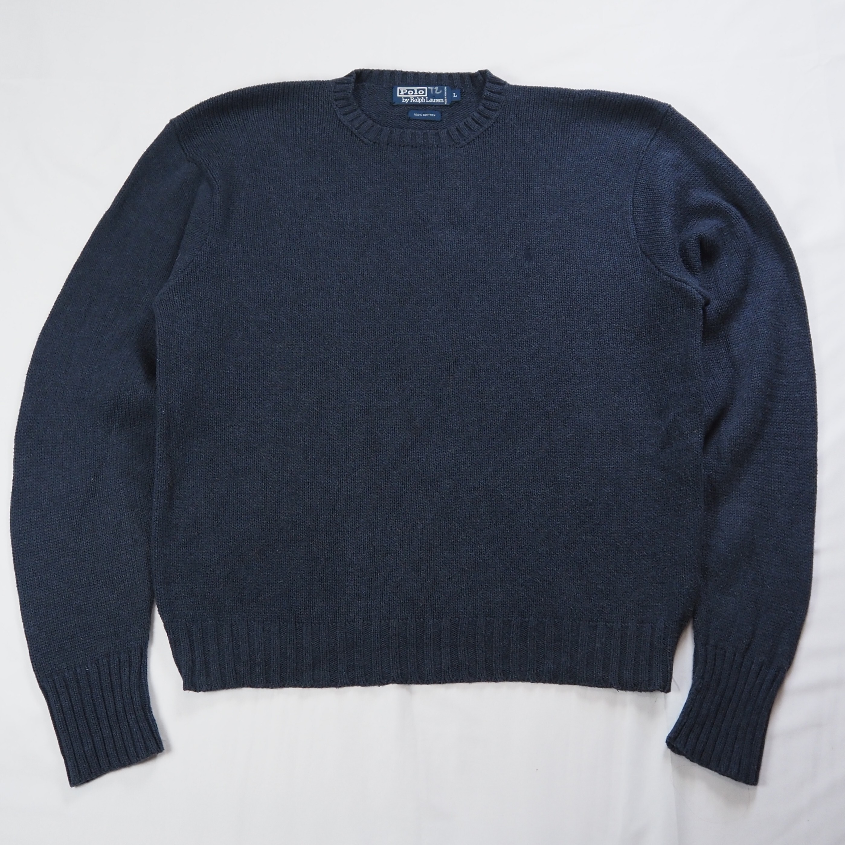 90's Ralph Lauren ワンポイントニット ネイビー Lサイズ