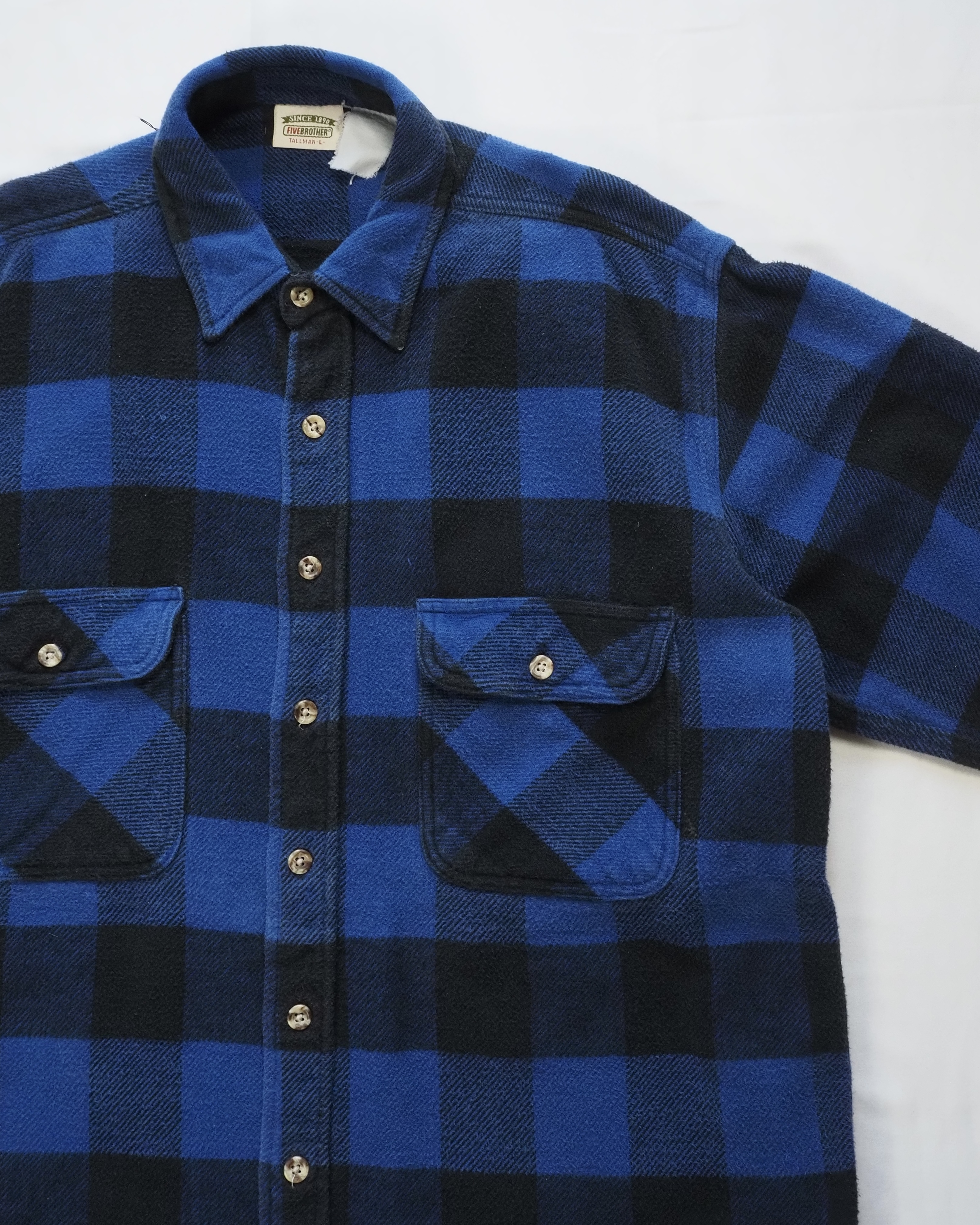 【VCM入荷】90’s Fivebrother ヘヴィネル ブルー×ブラック ブロックチェック の画像 8