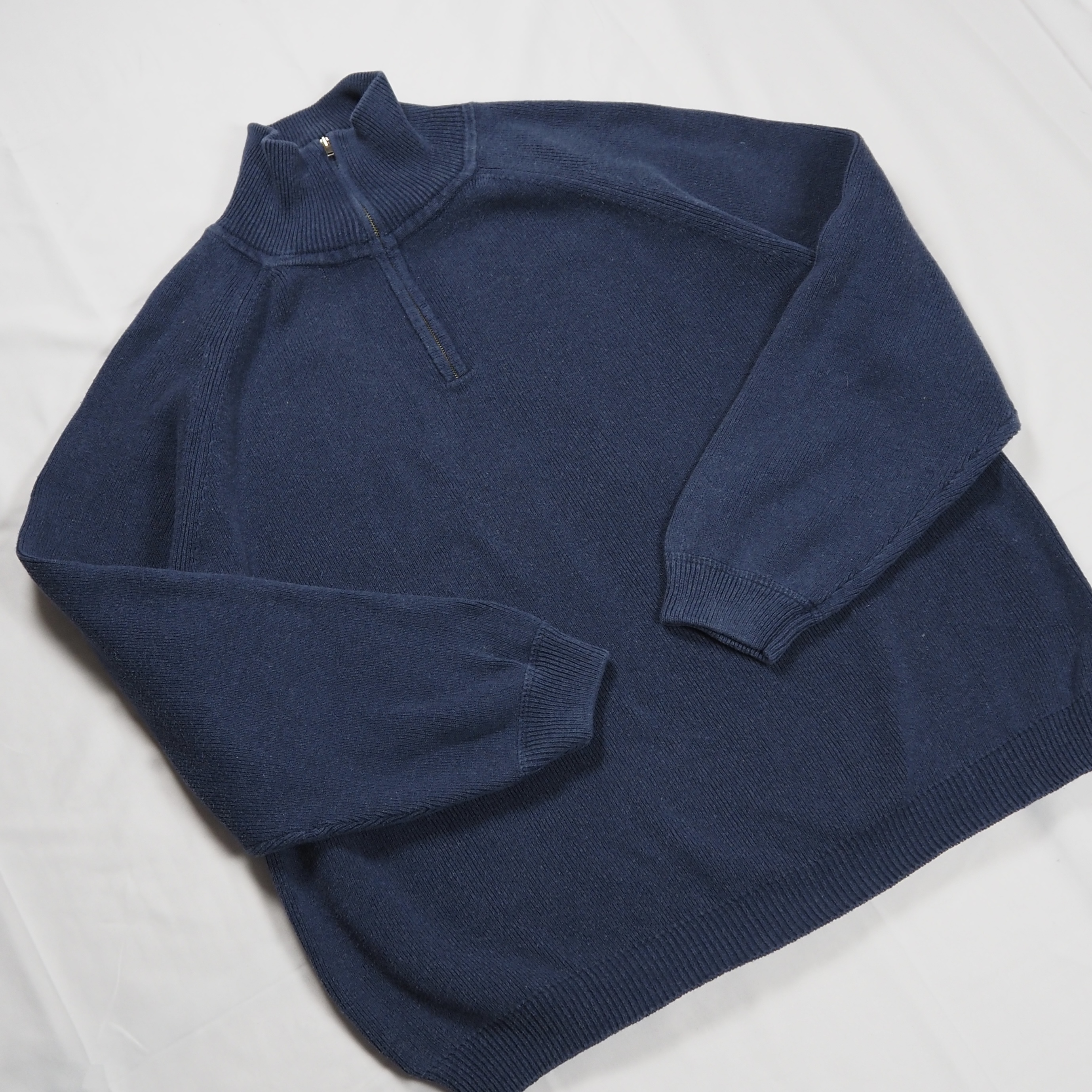 90’s Eddie Bauer コットンニット ハーフジップ Lサイズ の画像 2