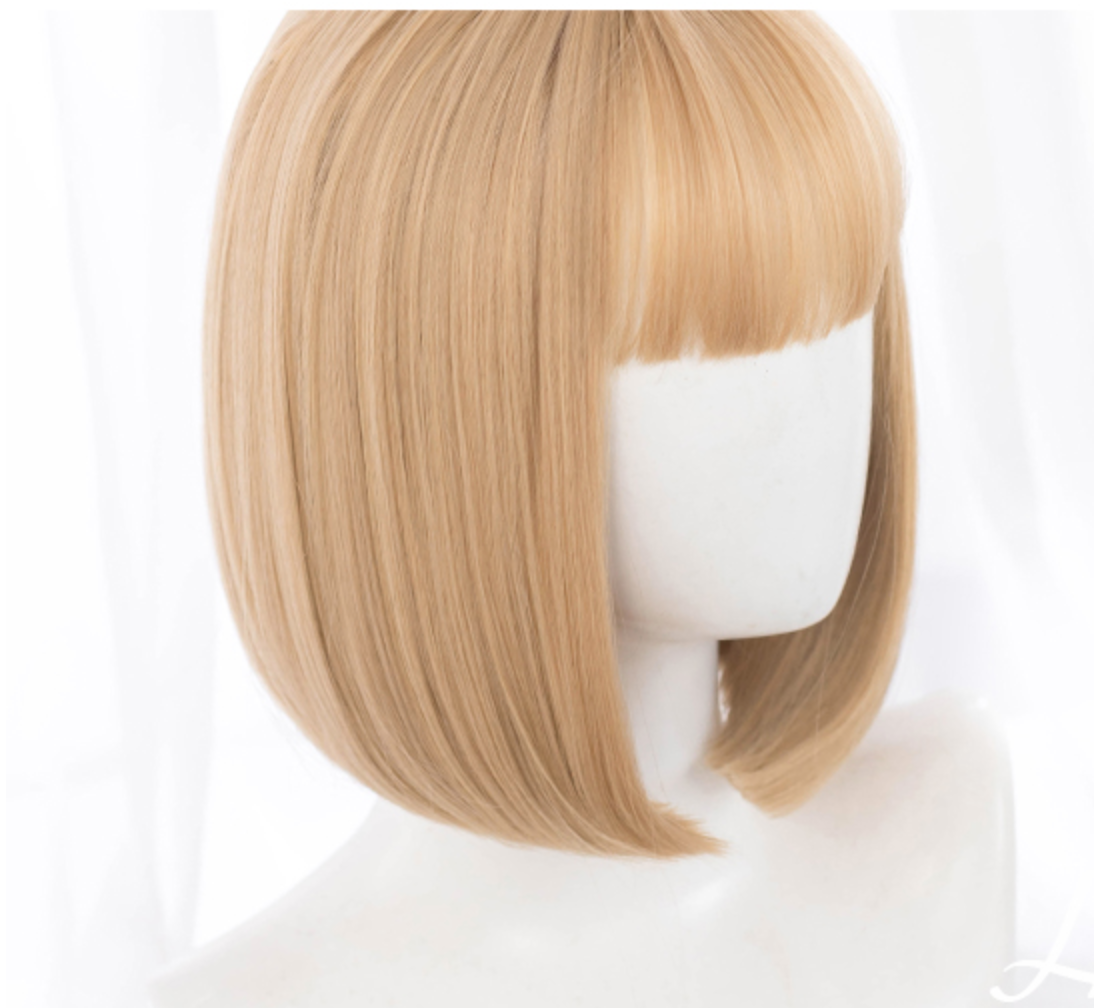 コスプレ ウィッグ ボブ ミディアム かわいい 前髪 ロリータ かつら ショートヘア金髪 韓国 540 Sweetly