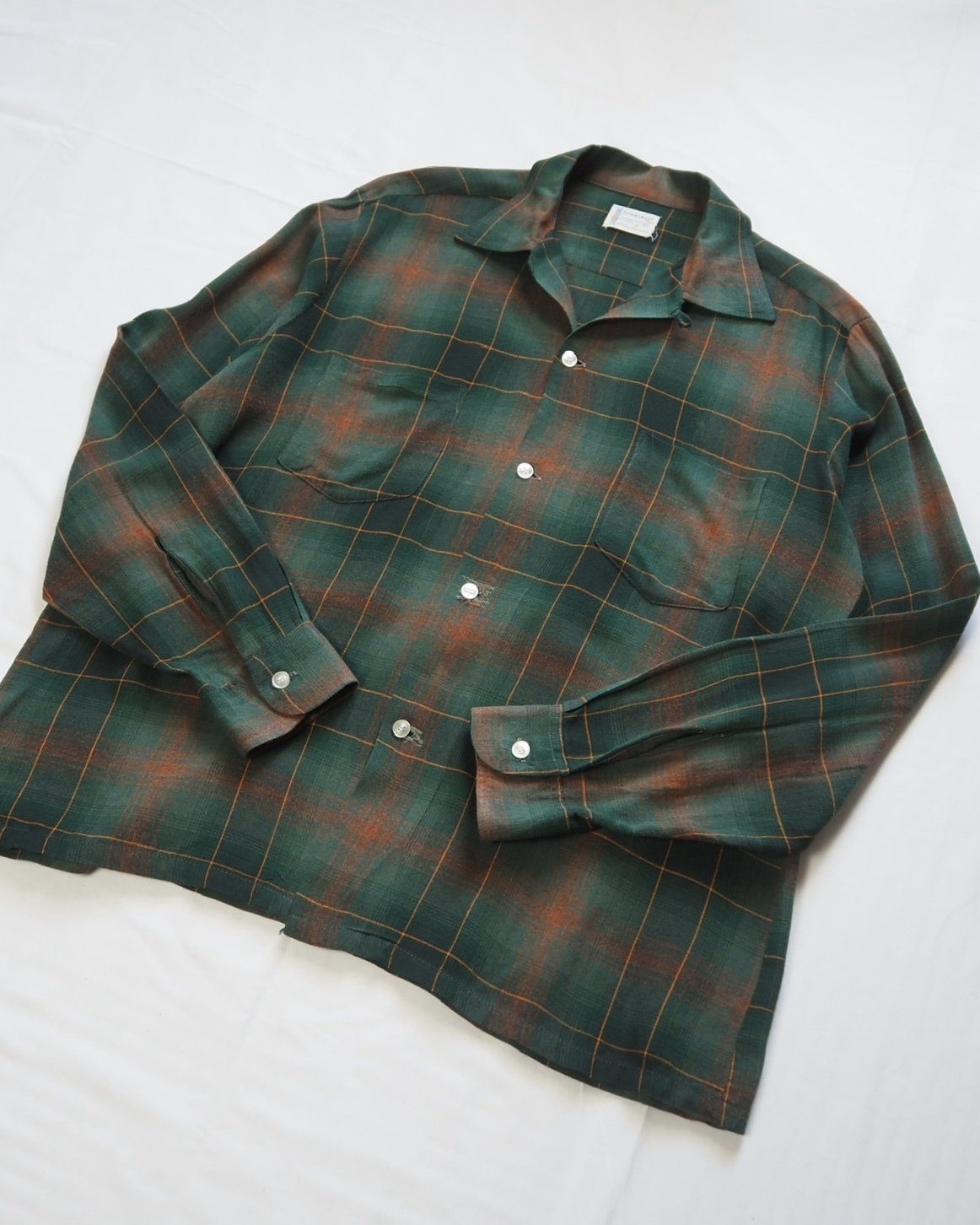 70’s Towncraft レーヨンシャツ オンブレ グリーン の画像 3