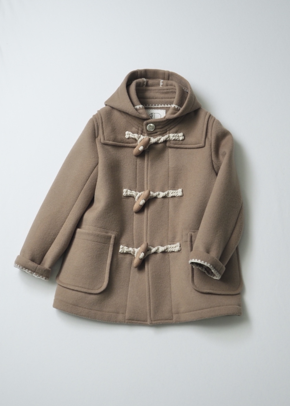 ハマグリコート0 7キッズ ベージュ 尾州 ダッフルコート Blanket