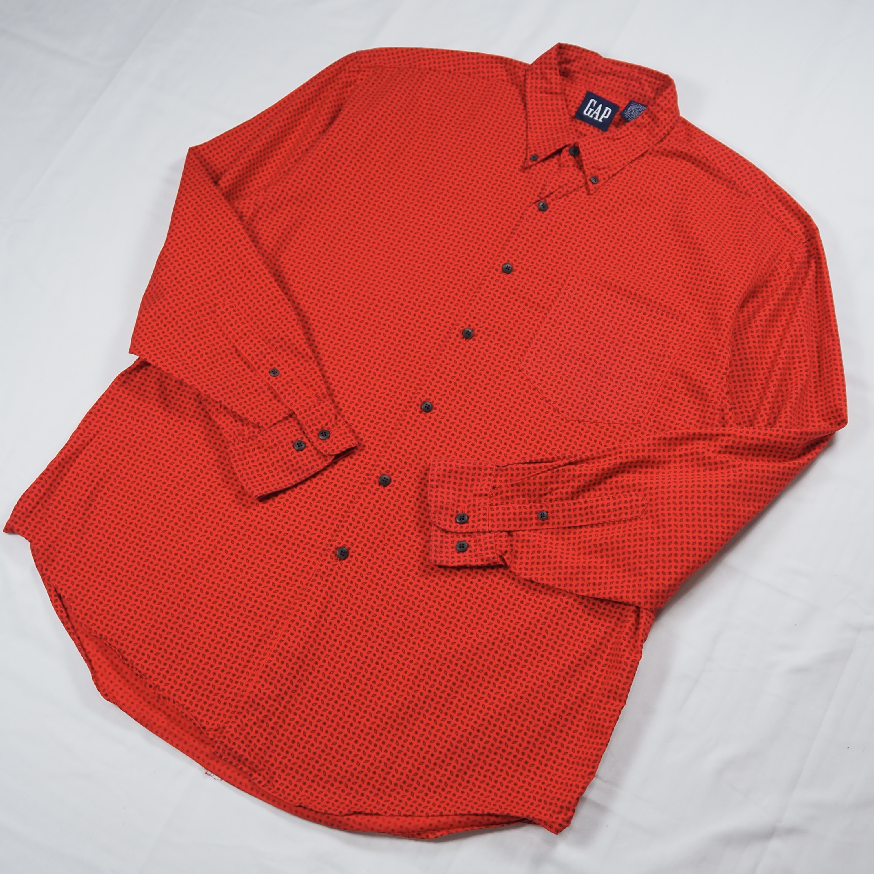 90’s OLD GAP コットンシャツ Lサイズ レッド の画像 2