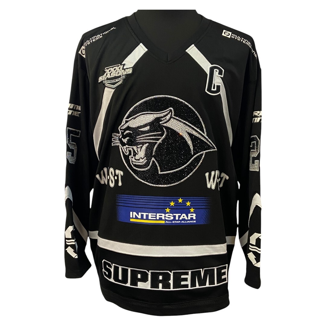 【Supreme】シュプリーム Rhinestone Hockey Jersey “Black”　 ラインストーン ホッケー ジャージ “ブラック” M