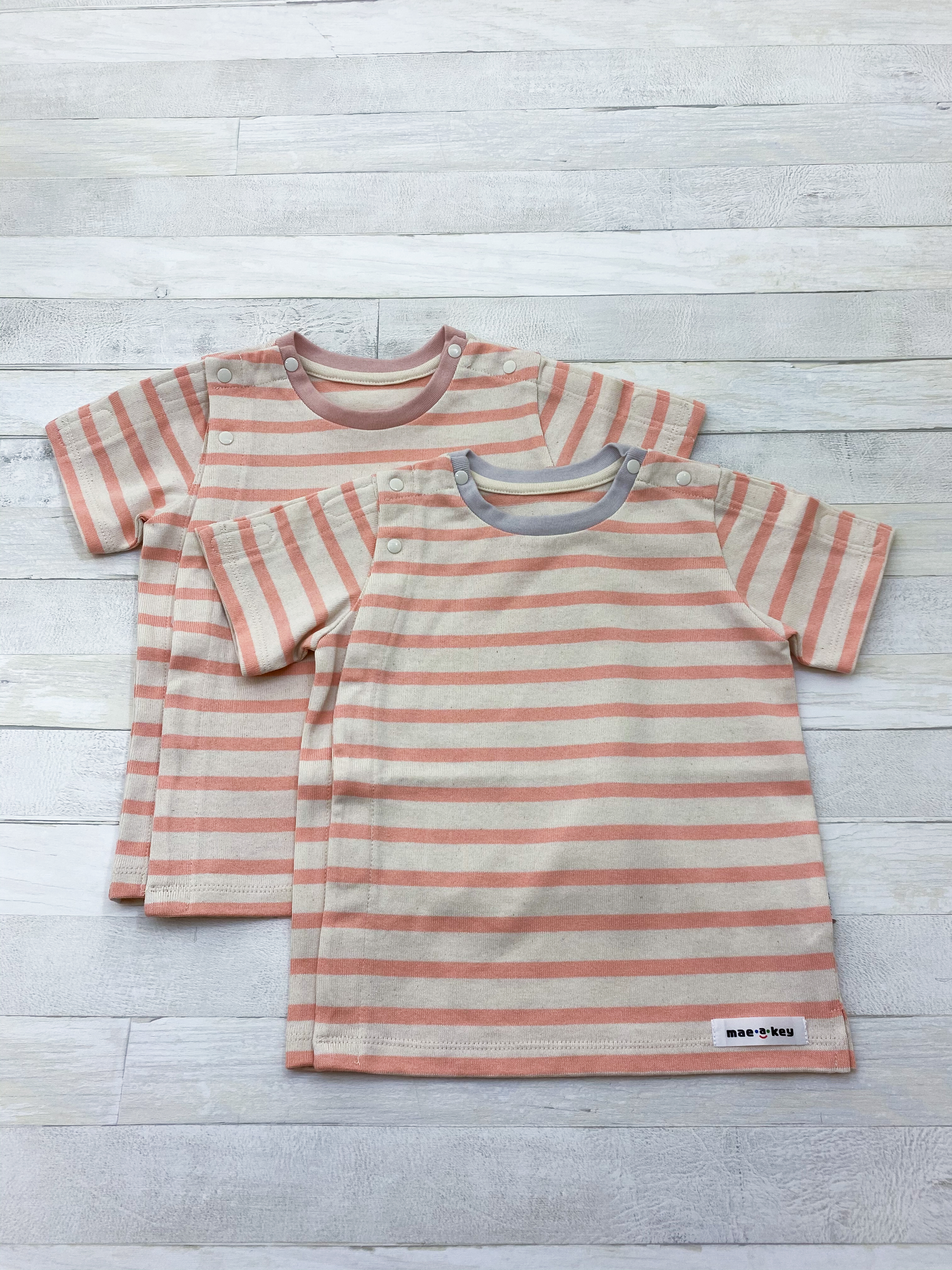 前開きカットソー ボーダーピンク Mae A Key