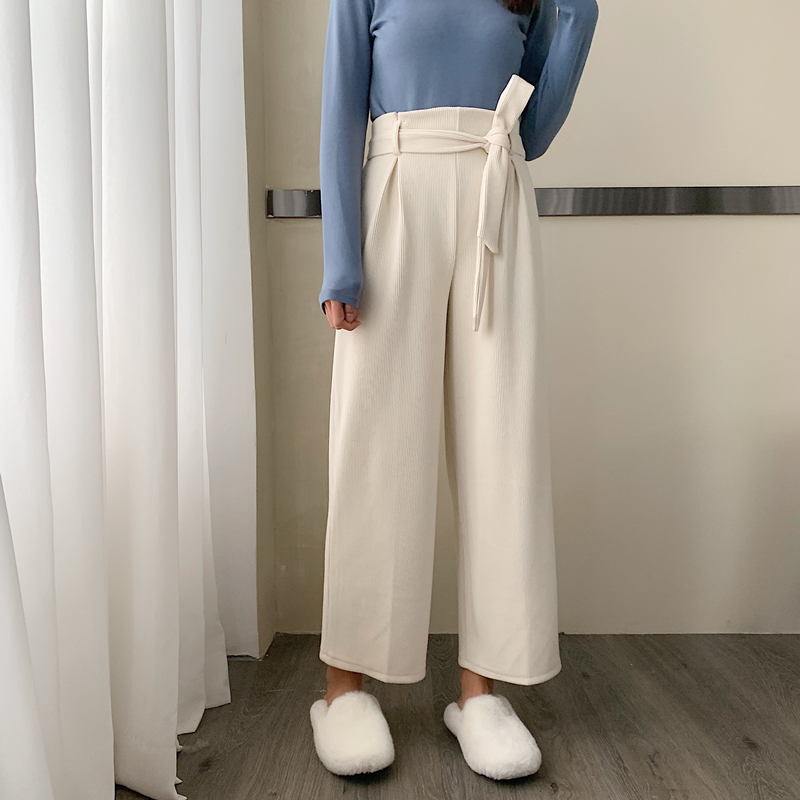 ボトムス 秋冬コーデ必須合わせやすいハイウエストワイドレッグパンツ