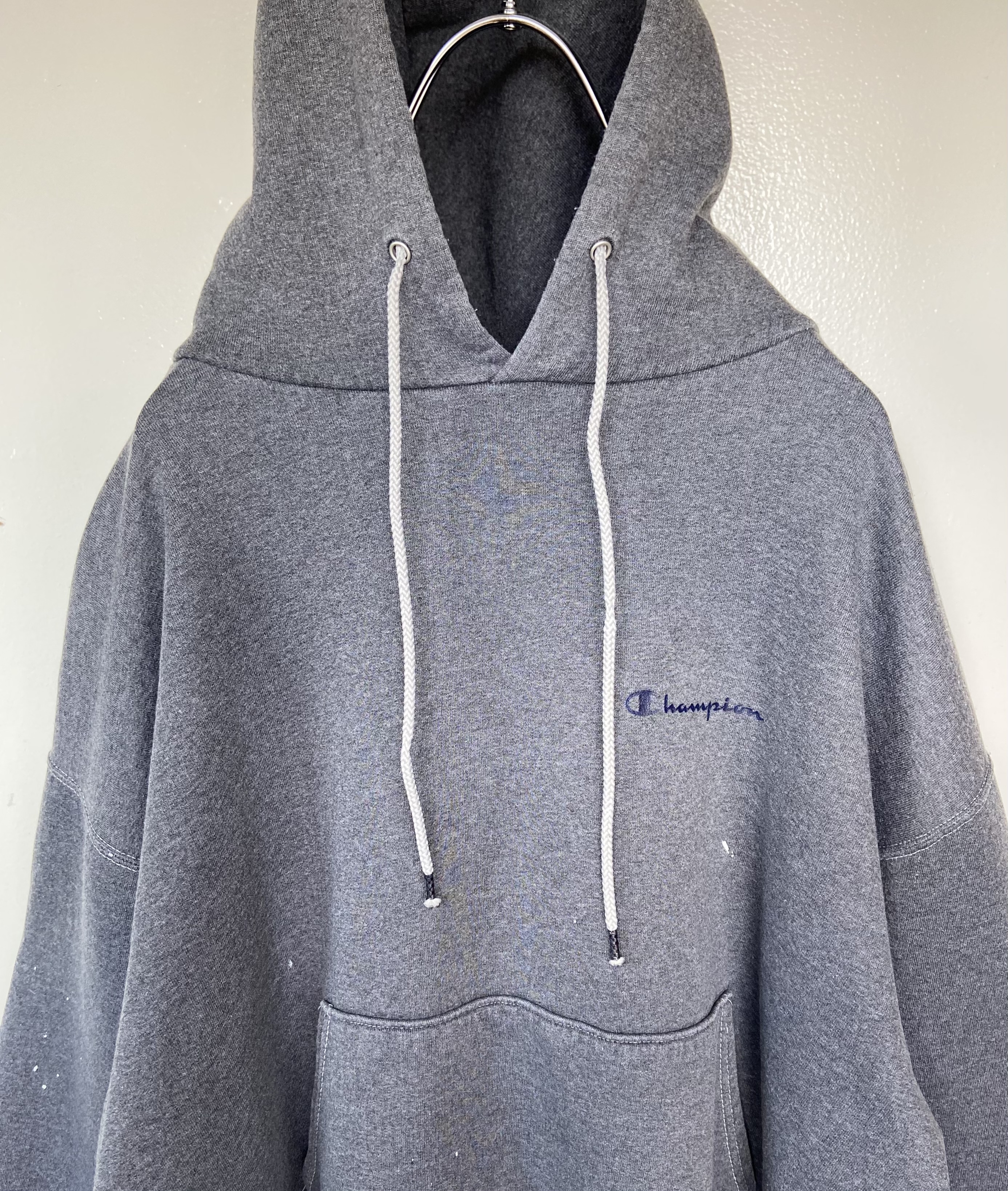 90s古着 Champion チャンピオン リメイクパーカー グレー らくふる古着 リユース リメイク専門のオンライン古着shop