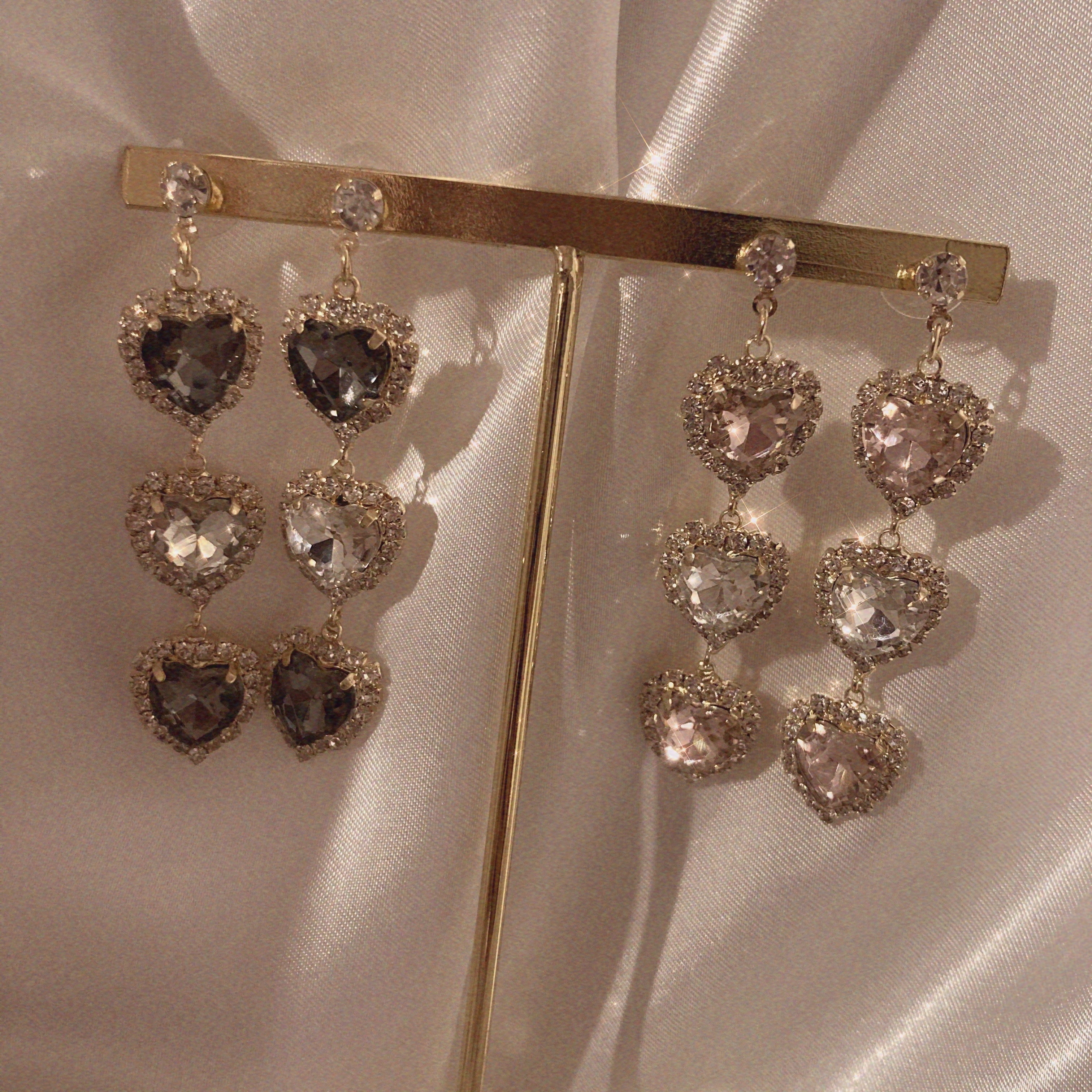 3連ハートピアス イヤリング Minijewel