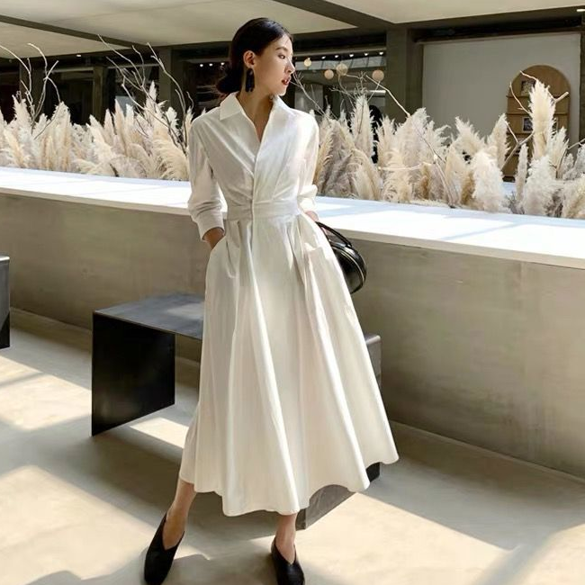 純正最安価格 ワンピース レディース 長袖 シャツワンピ 無地 ロング丈 エレガント ファッション カジュアル ネット購入 Ssl Daikyogo Or Jp