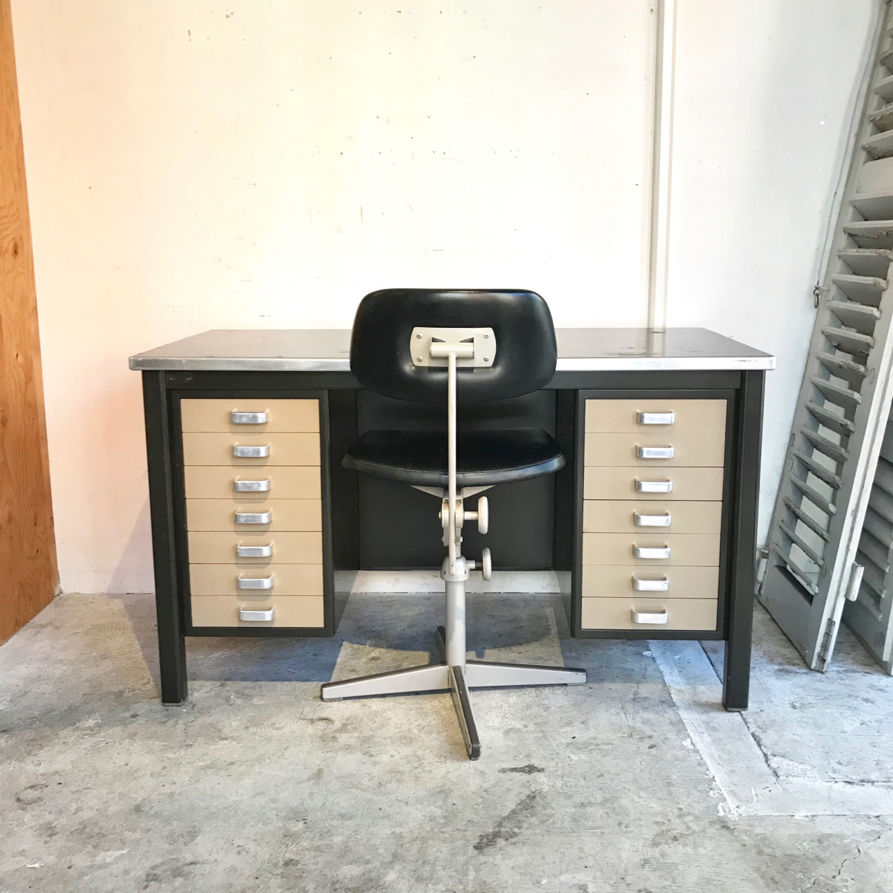 gispen metal vintage work desk リノリウム天板 オランダ 60 s