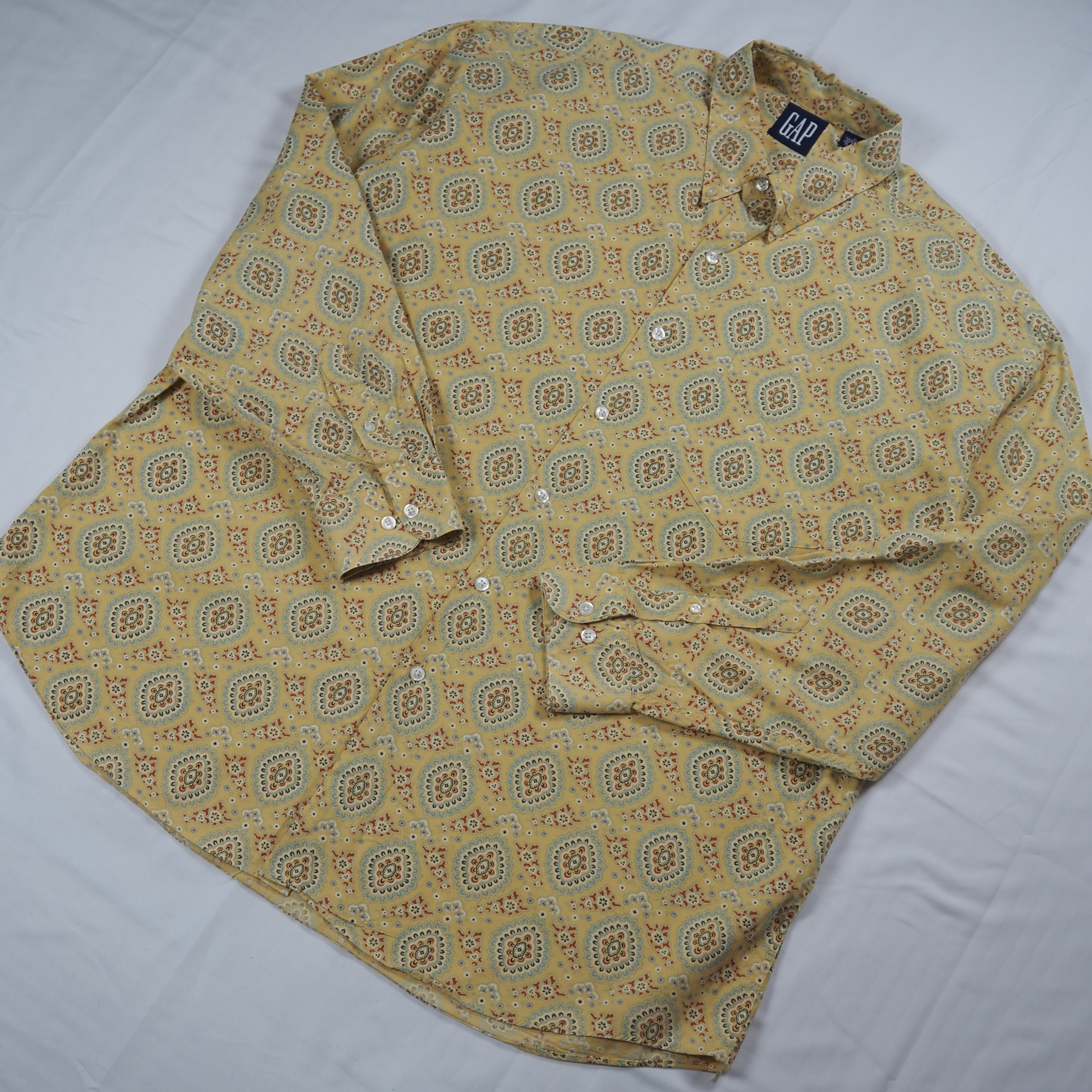 90’s OLD GAP コットンシャツ XL イエロー の画像 3
