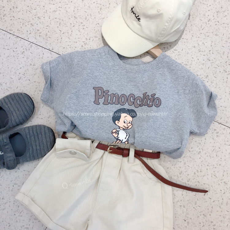 90 140 Tシャツ トップス グレー 韓国版 韓国子供服 子供服 女の子 男の子 キッズ Q Toworld キュートワールド 子供服 メール便は何点でも送料の合計は280円