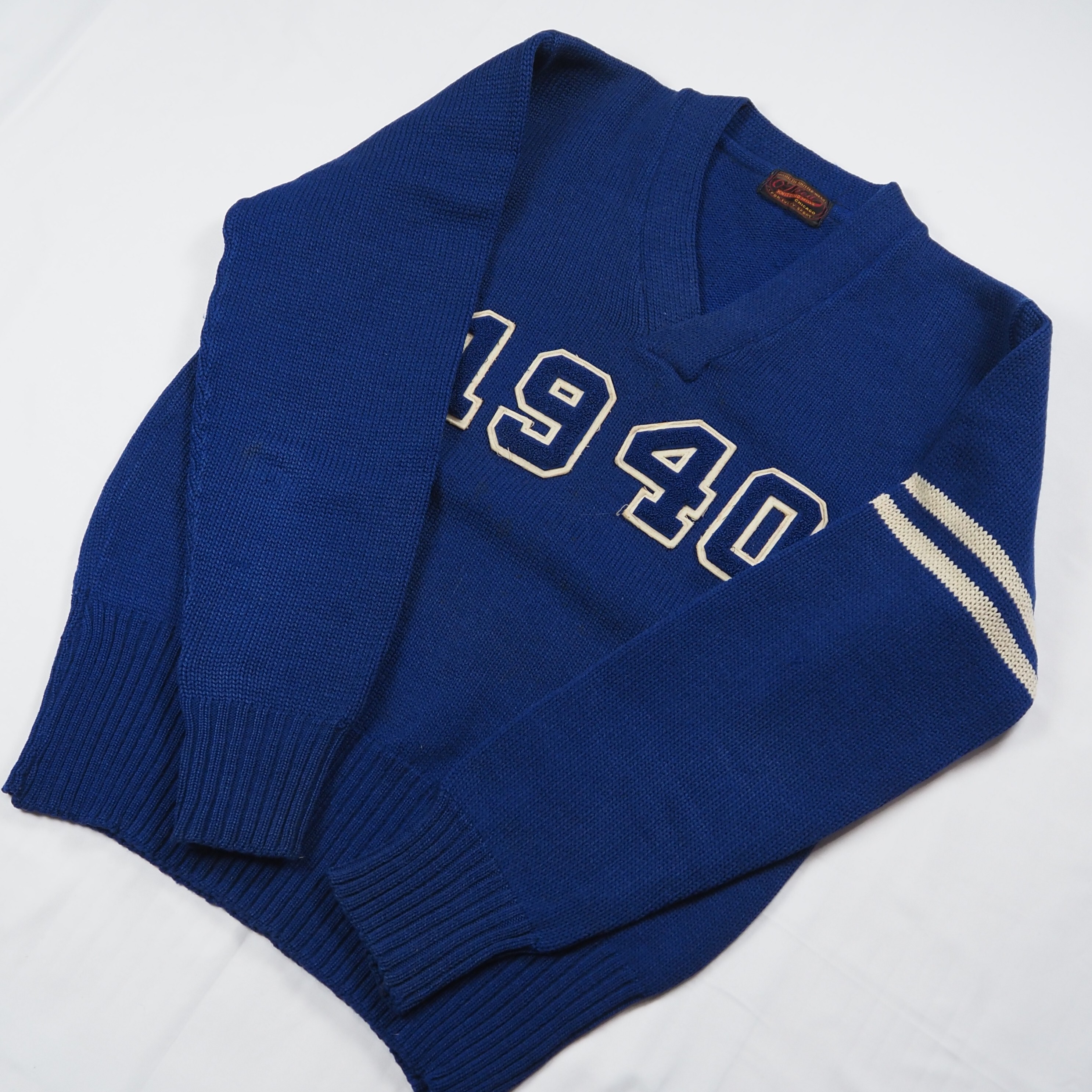 【9/23 20:00入荷】40's ウールニット ブルー×ホワイト の画像 10