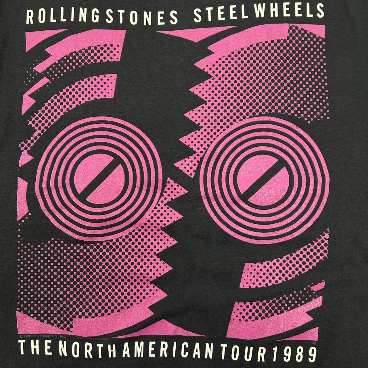 80s Vintage Rolling Stones Steel Wheels Concert T Shirt 1989 Black XL の画像 5