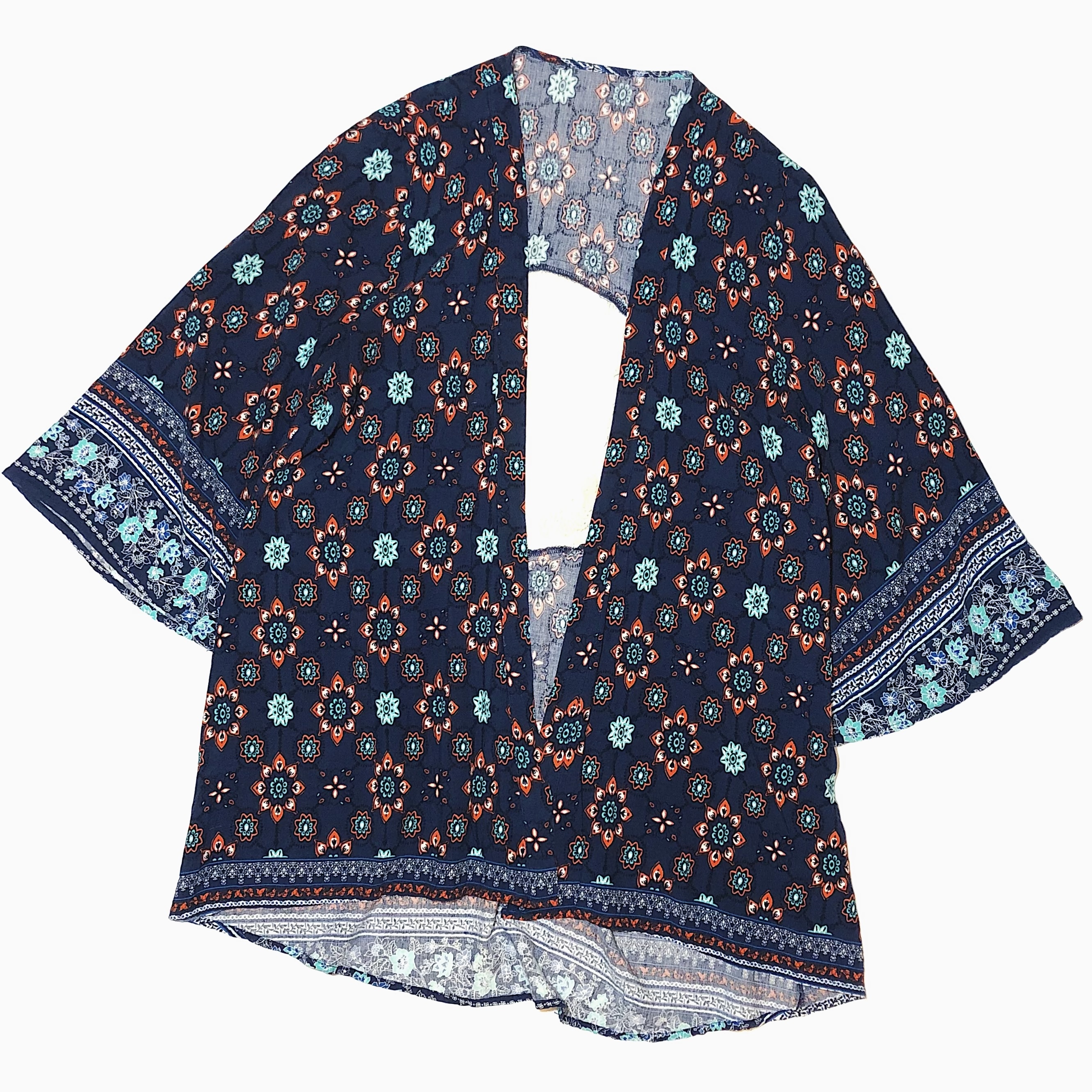 Vintage "Flower" Pattered Fringe Shirt の画像 2