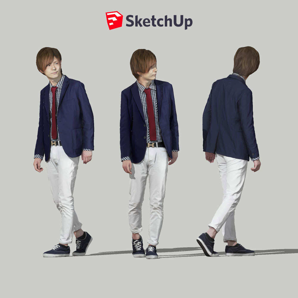 SketchUp素材 3D人物モデル ( Posed ) 083_Ren - 画像1