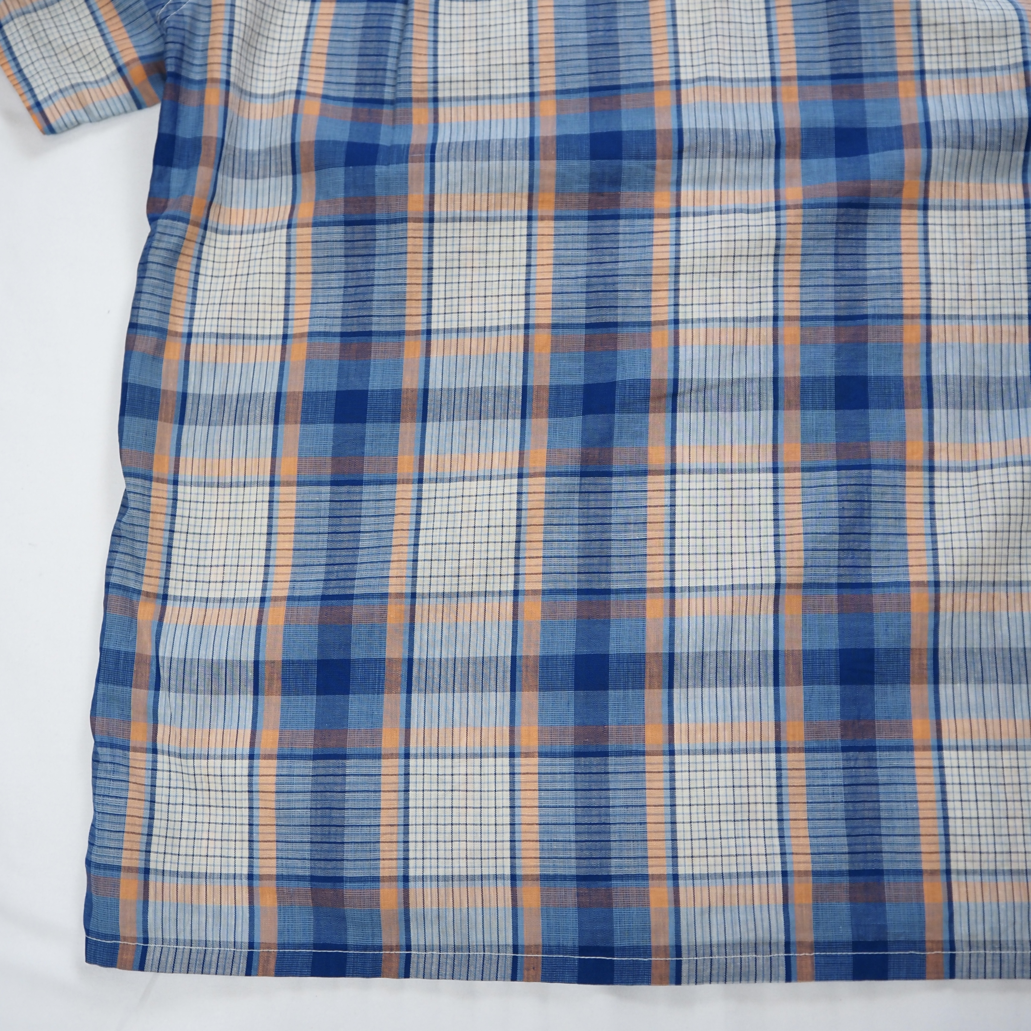 50’s Pilgrim 半袖コットンシャツ ブルー×オレンジ Sサイズ の画像 13