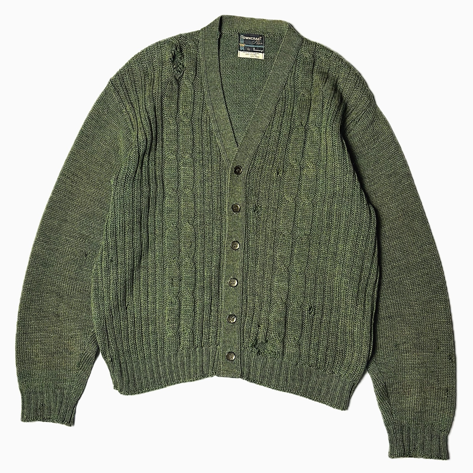 Vintage 60's【TOWNCRAFT】Grunge Knit Cardigan