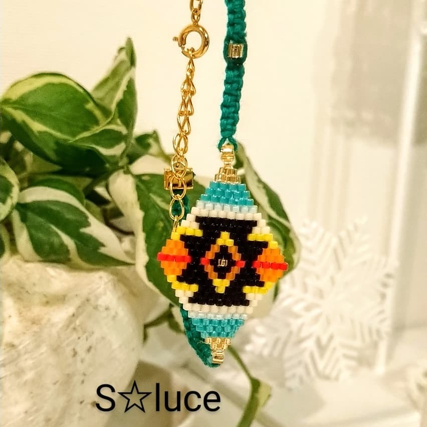 ビーズ編みパーツのブレスレット S Luce