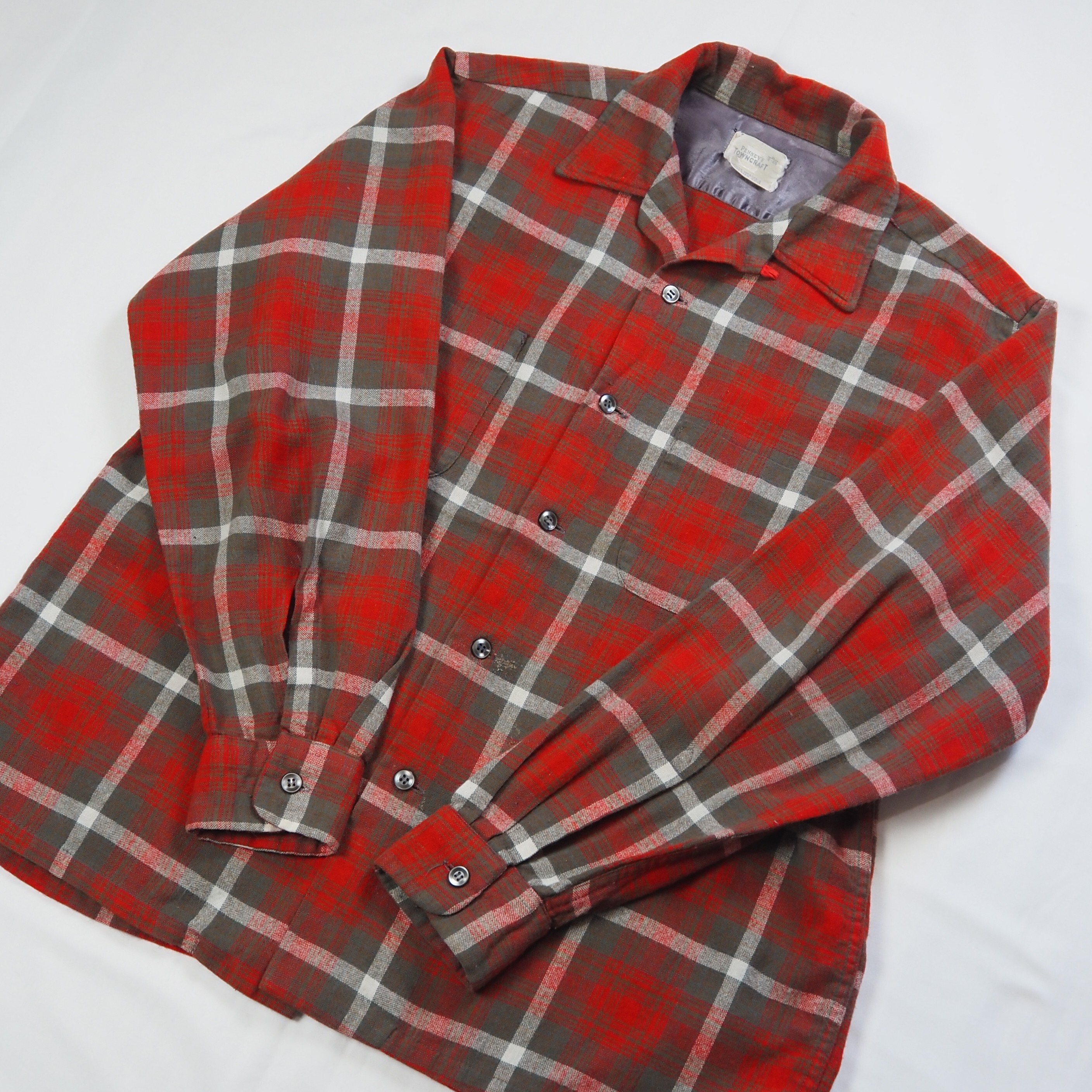 【9/23 20:00入荷】50's Towncraft ウールシャツ レッド×グレー の画像 11
