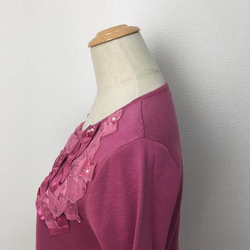 ギャラリービスコンティ 新品サテンリボン オーガンジーモチーフ ニットボレロ ピンク M ビスコンティ2 大人かわいい服 Gold Smith