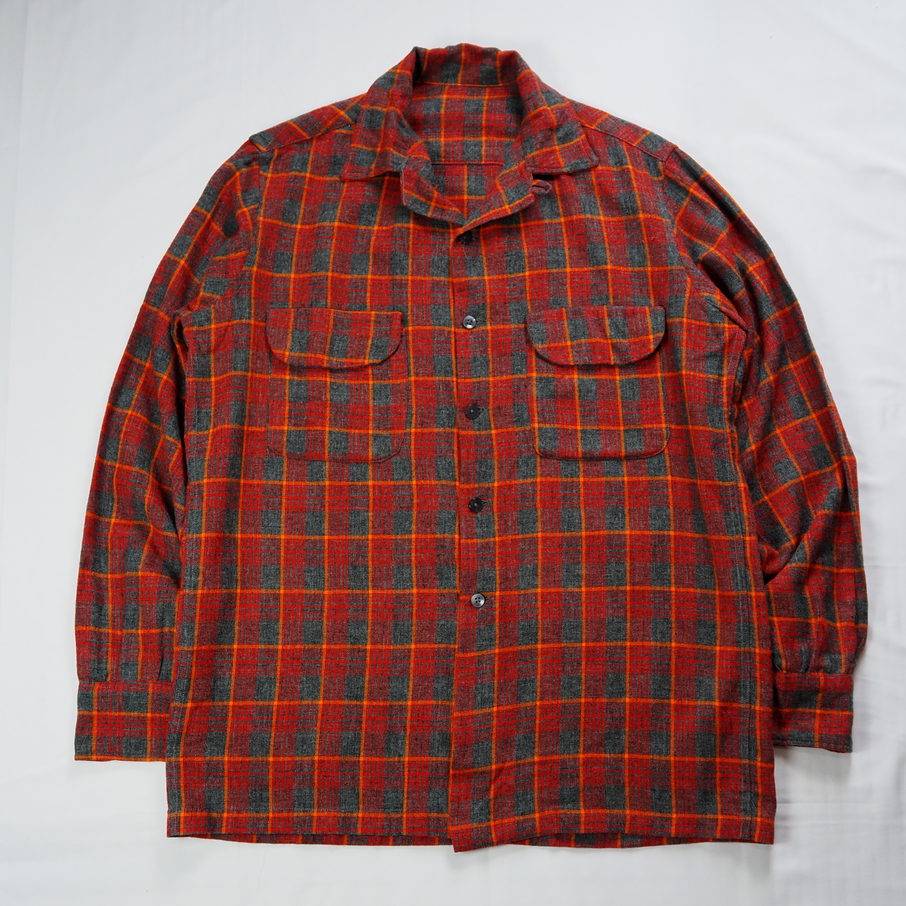 【9/23 20:00入荷】50's ウールシャツ レッド×グレー