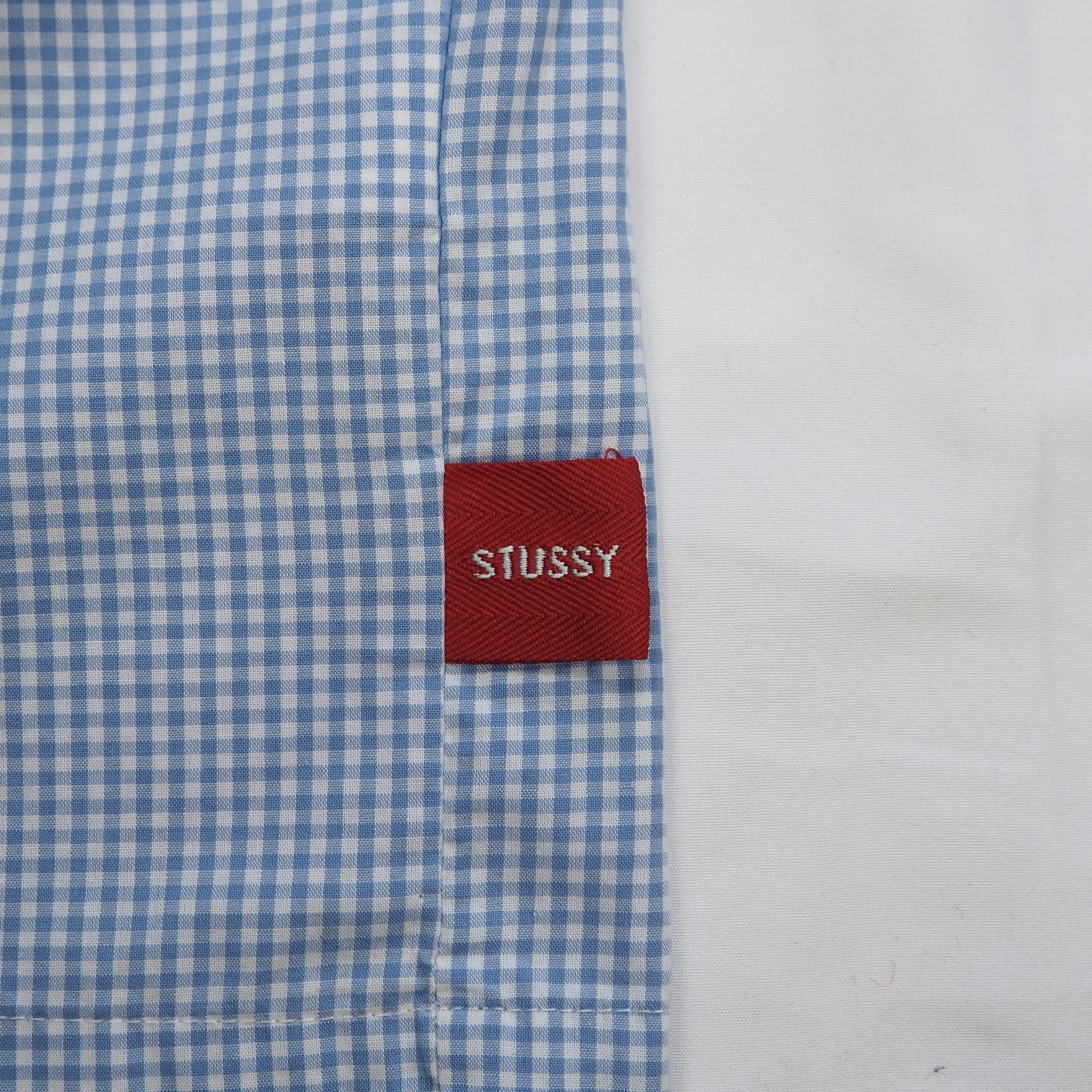 90’s OLD STUSSY 紺タグ 半袖シャツ ライトブルー Mサイズ の画像 13