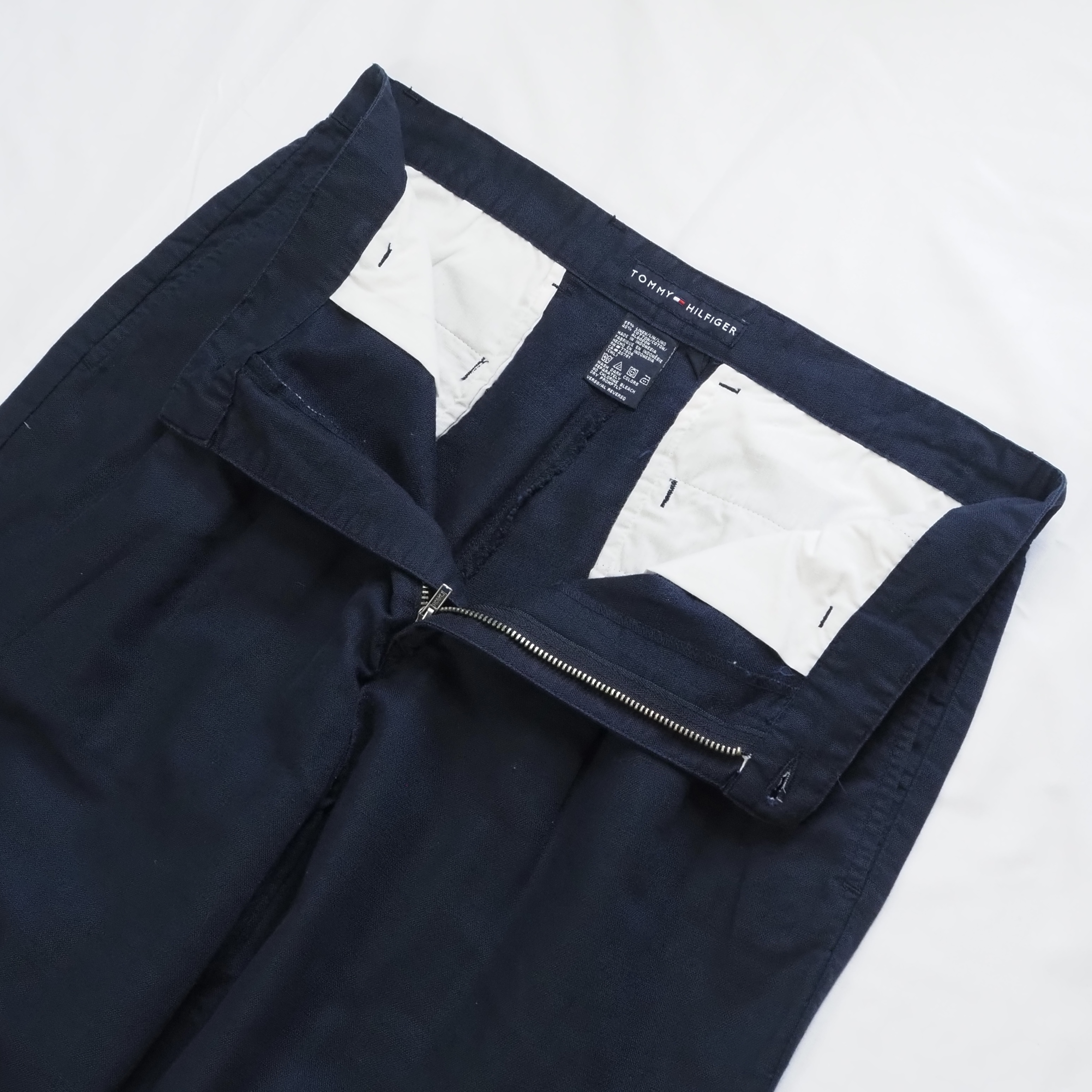 90’s-00’s Tommy Hilfiger リネンパンツ ネイビー の画像 3