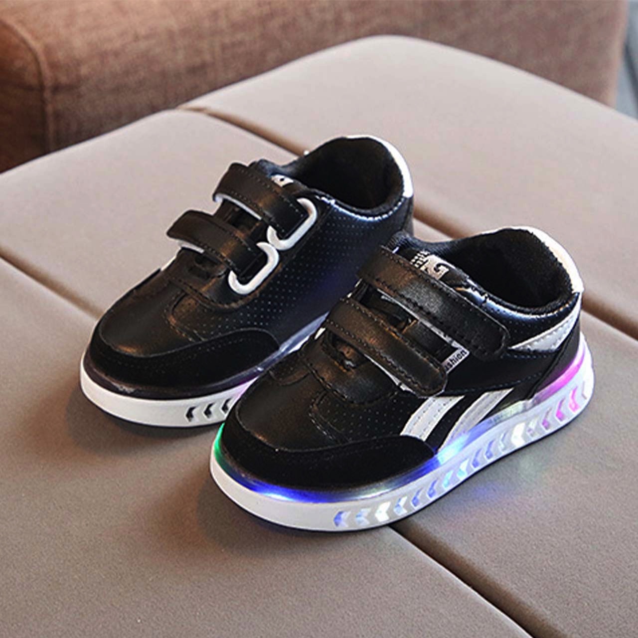 13 18cm キッズ 光る靴 マジックテープ スニーカー Sno