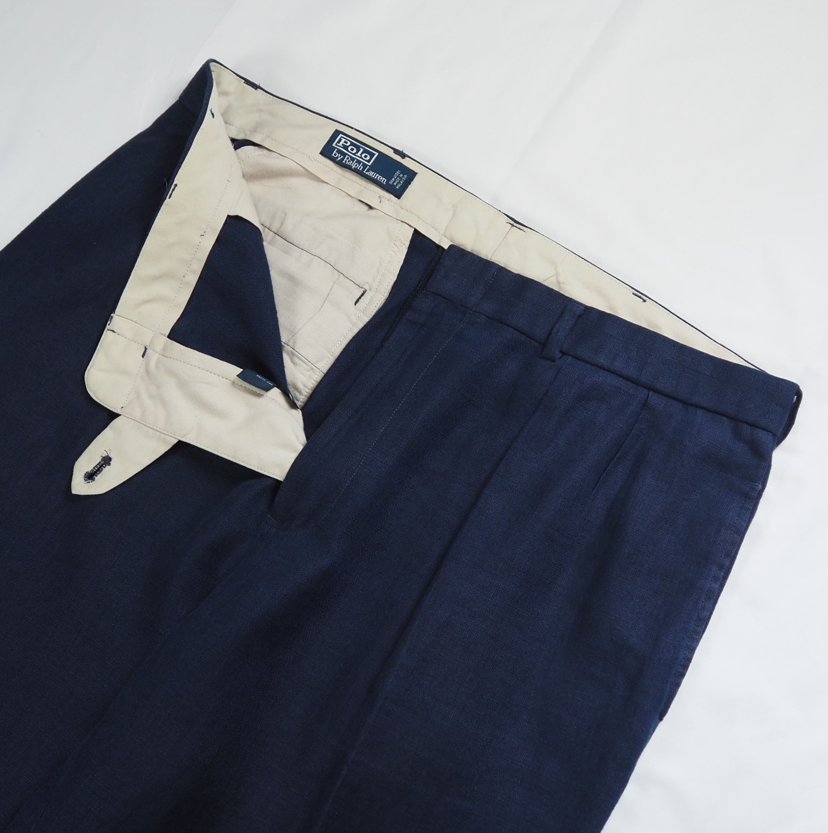 90's Ralph Lauren 100%リネンパンツ ネイビー 38×30