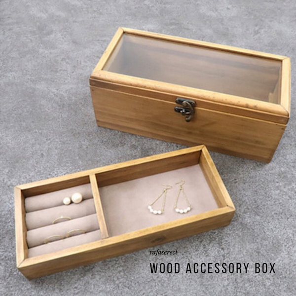 WOOD アクセサリーミニケース / ガラスケース 小物入れ ジュエリーボックス | RAFASTONE