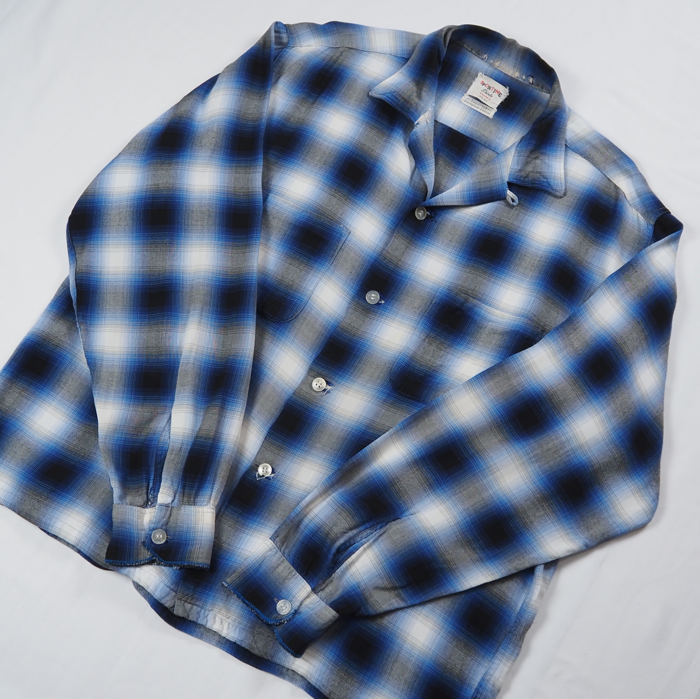 【9/23 20:00入荷商品】60's レーヨンシャツ オンブレ ブルー×ブラック の画像 9
