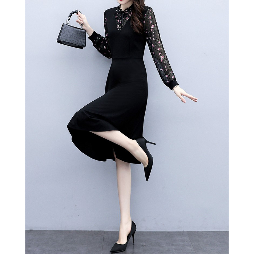 パーティードレス 結婚式 お呼ばれドレス 結婚式のお呼ばれ 代 30代 40代 フォーマルドレス 袖あり 結婚式 ワンピース 黒 ロングワンピース 膝丈 大きいサイズ お呼ばれ 二次会 結婚式フォーマル 体型カバー フォーマルワンピース Viento