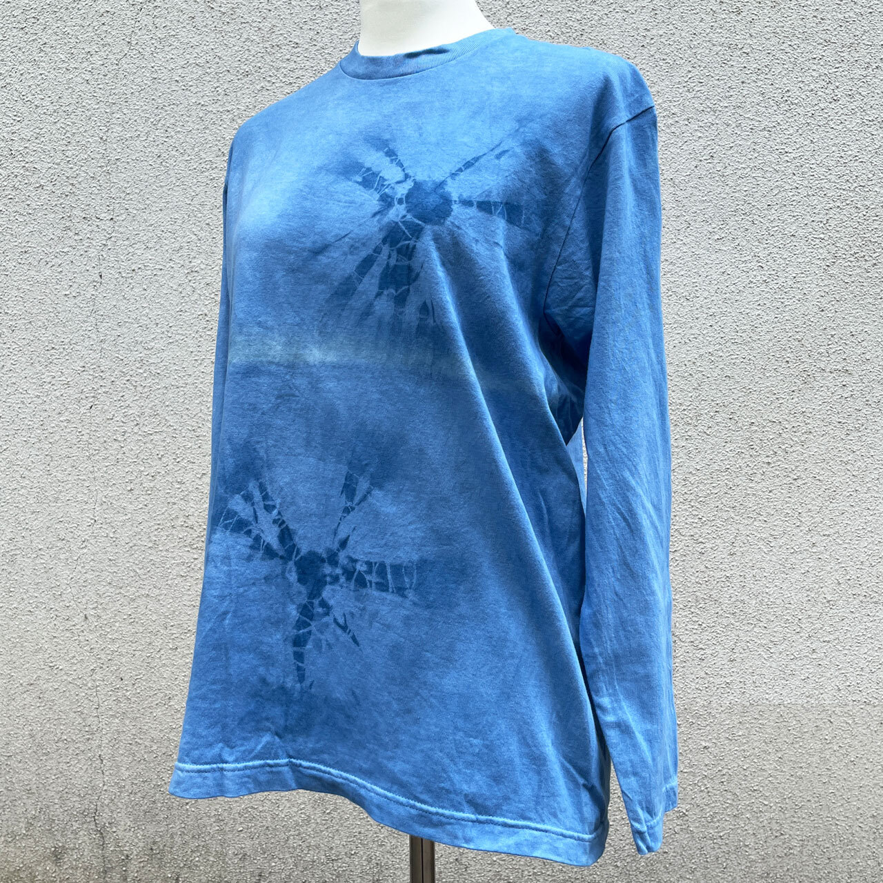 藍染ロングTシャツ-輪っか絞り-Mサイズ-結の杜
