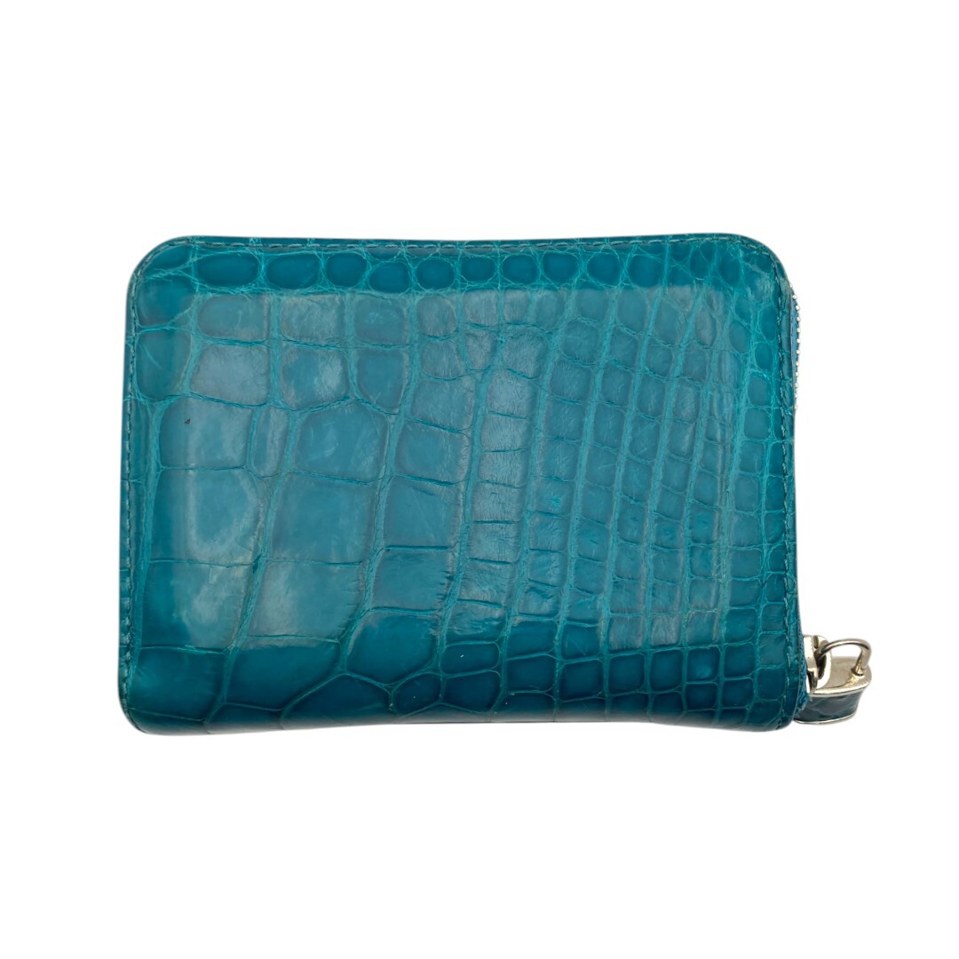 【LOUIS VUITTON】ルイ ヴィトン エキゾチックレザージッピーコインパース　アリゲーター/クロコダイル（グリーン×シルバー)