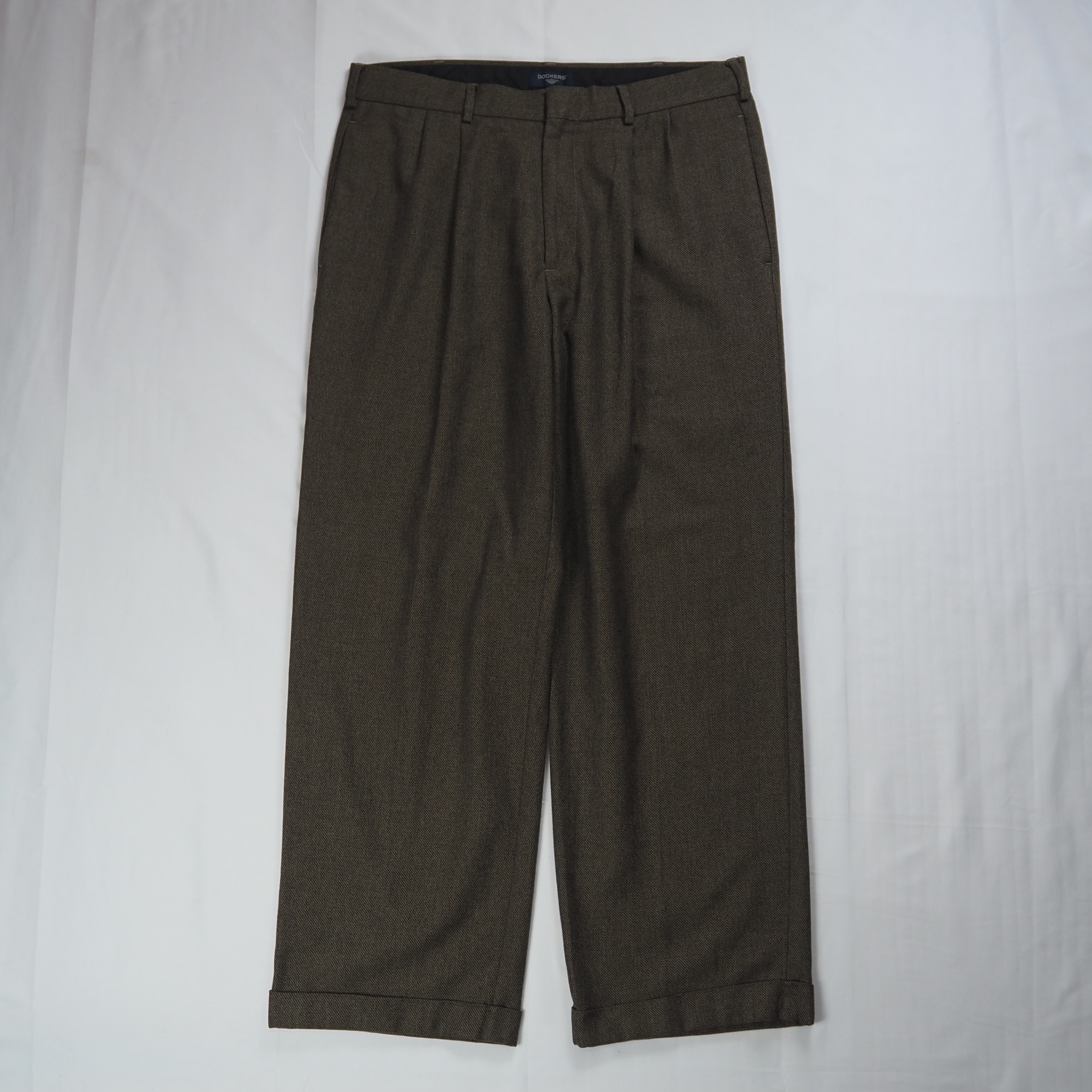 90's Dockers スラックス 33×28 コットン ブラウン 2タック