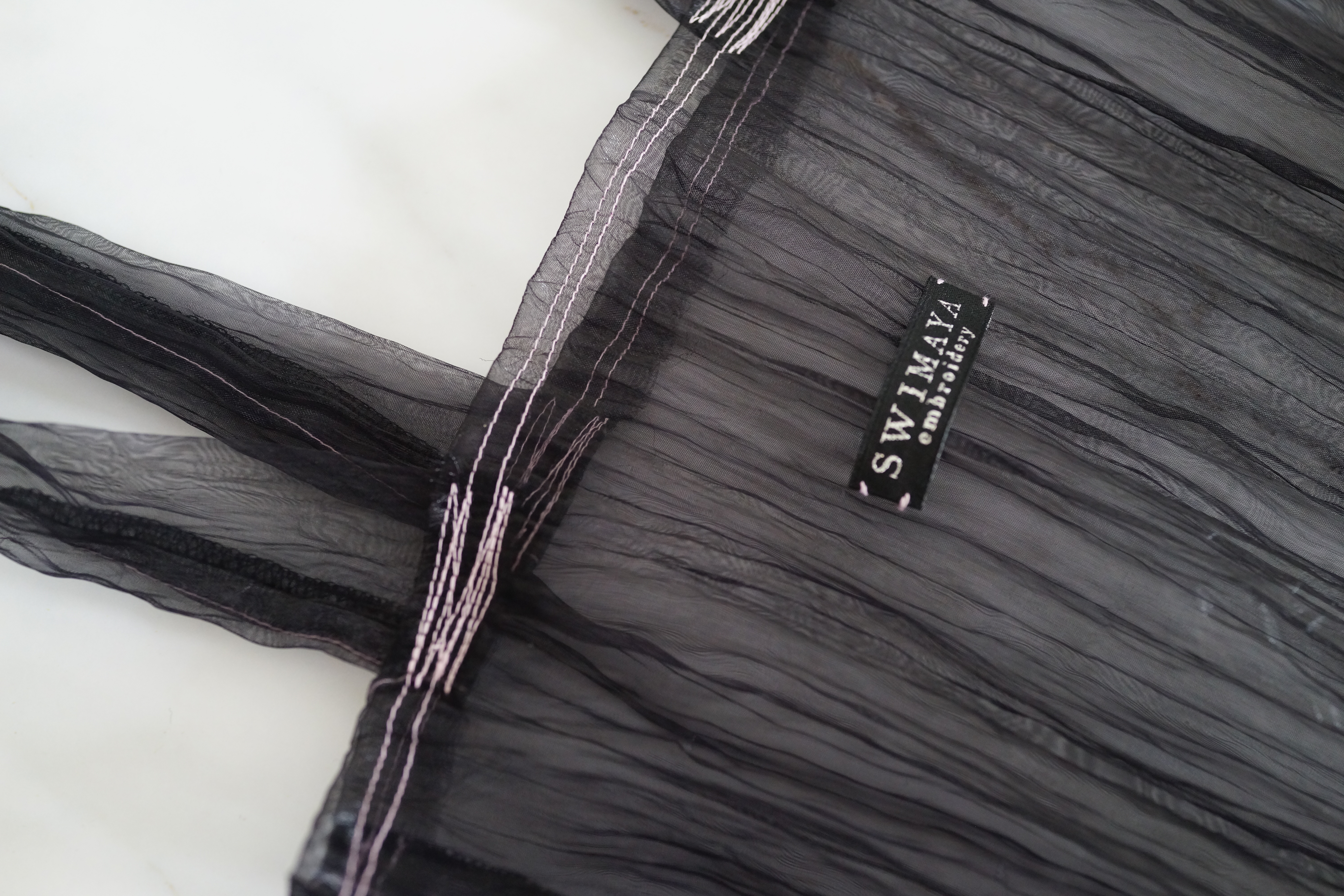 【ToteBag】ギャザーオーガンジー/black.