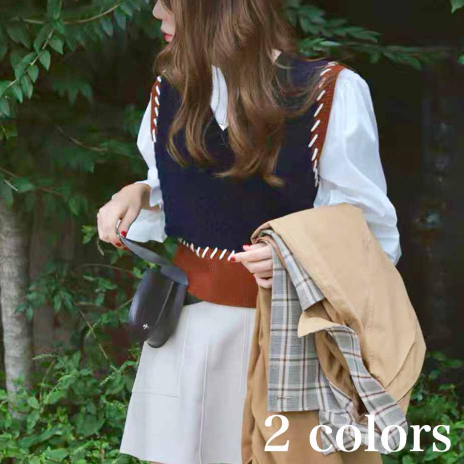 ニット ベスト トップス レディース 春 秋 服 オルチャン ファッション 可愛い 10代 Vネック ライン入り Tp 0232 Happy Orurea ハッピーオルレア ニット ベスト トップス レディース 春 秋 服 オルチャン ファッション 可愛い 10代 Vネック ライン入り Tp 0232 Happy Orurea ハッピーオルレア