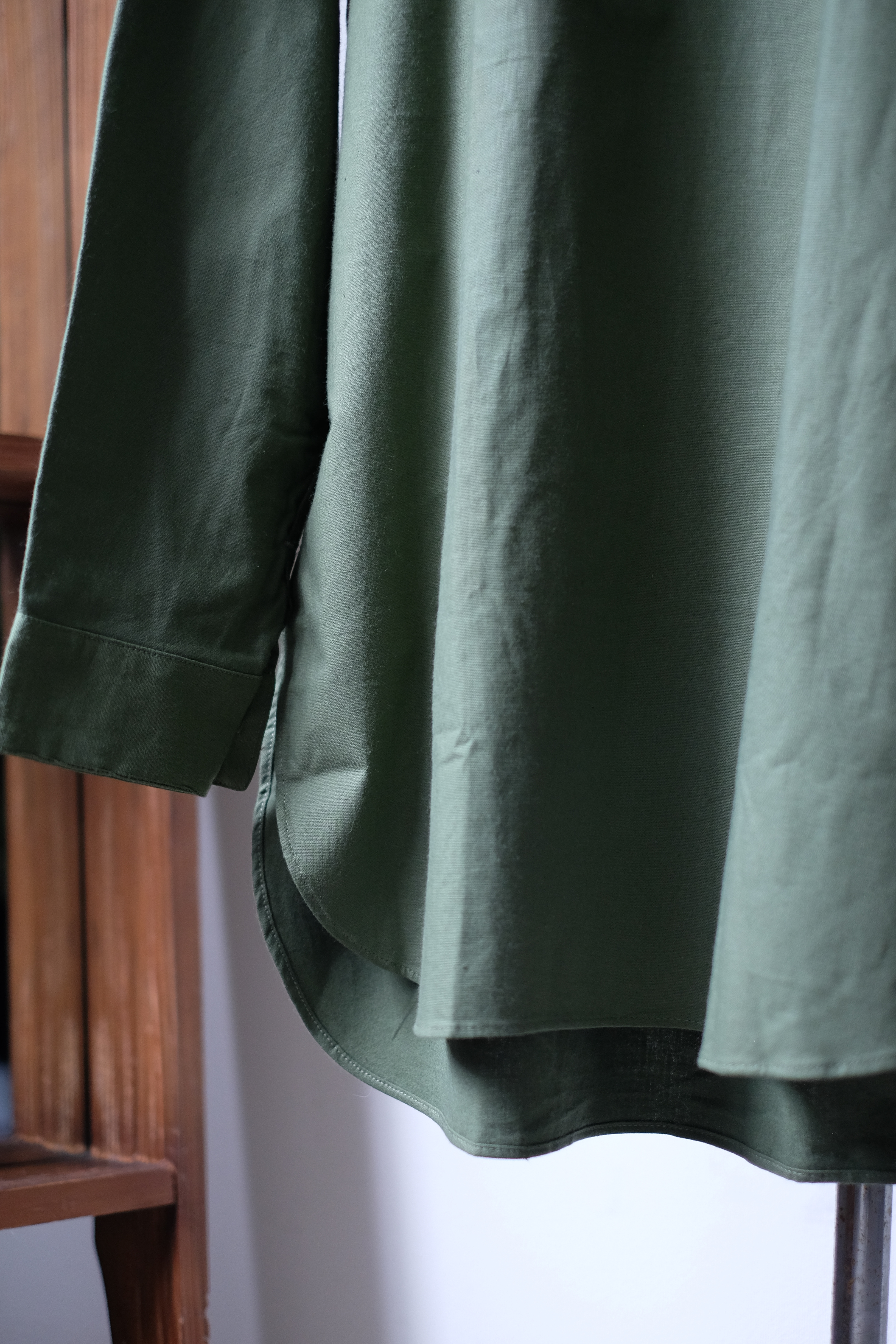 60s Swedish military  pullover nocollar shirt “one wash” の画像 4