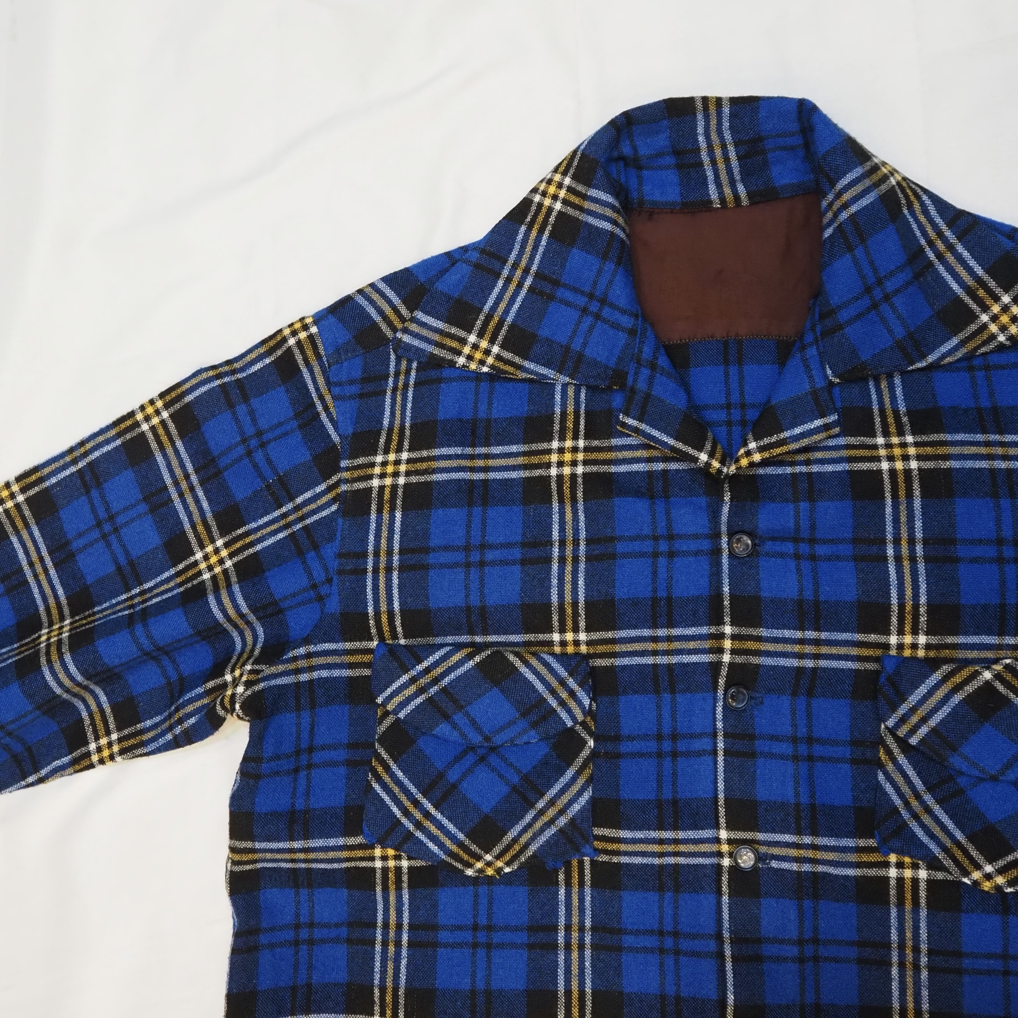 50’s Wool Shirt ブルー×イエロー の画像 2