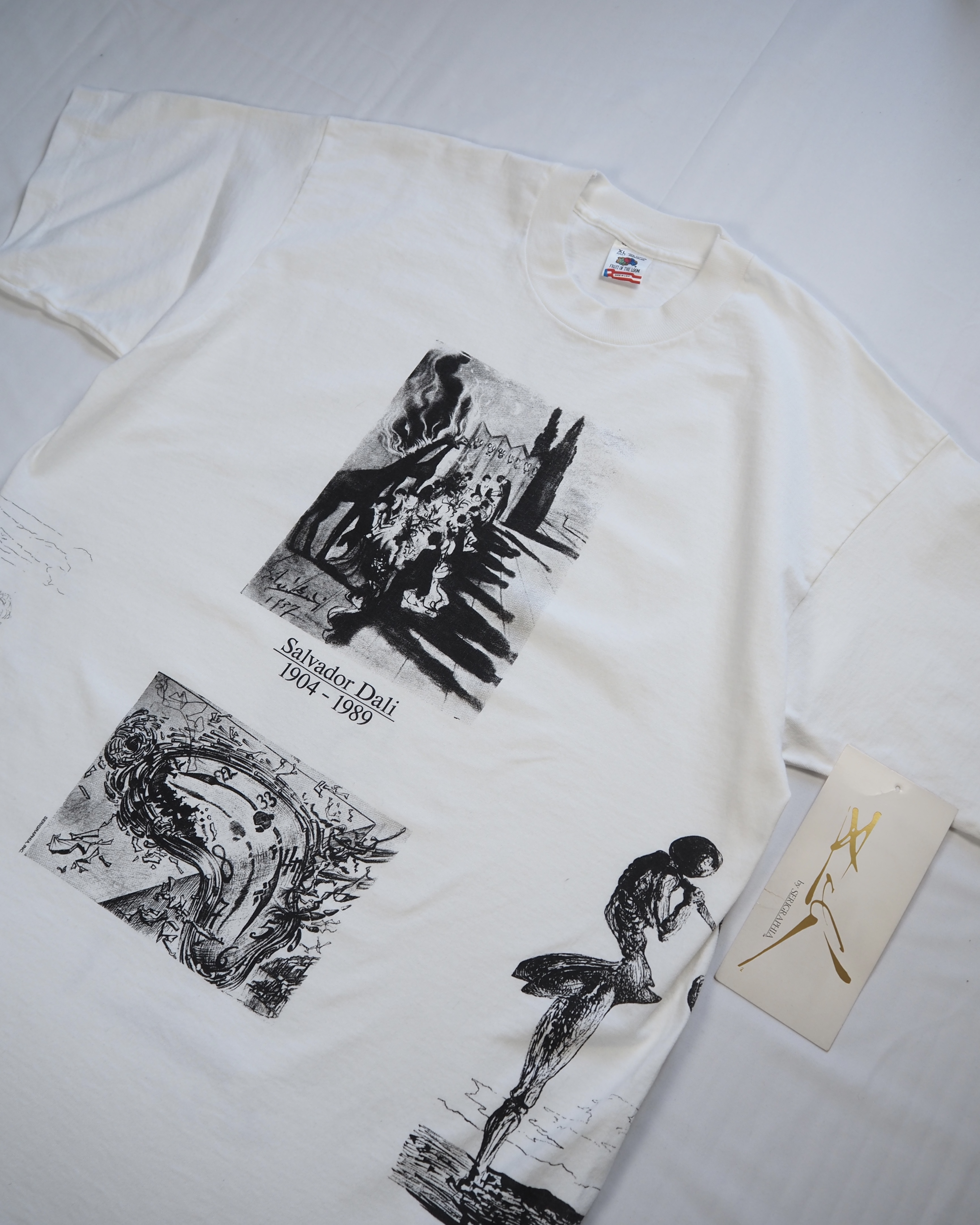 90's Fruits of the loom アートTシャツ ダリ 総柄プリント XL の画像 2